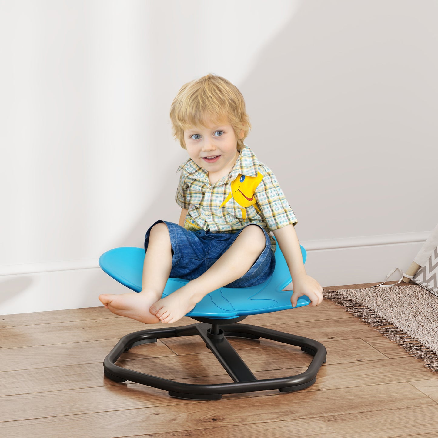 AIYAPLAY Butterfly-Shaped-kids Swivel Chair, Sensory Spinning Chair for Balance, Coordination Training, Blue
