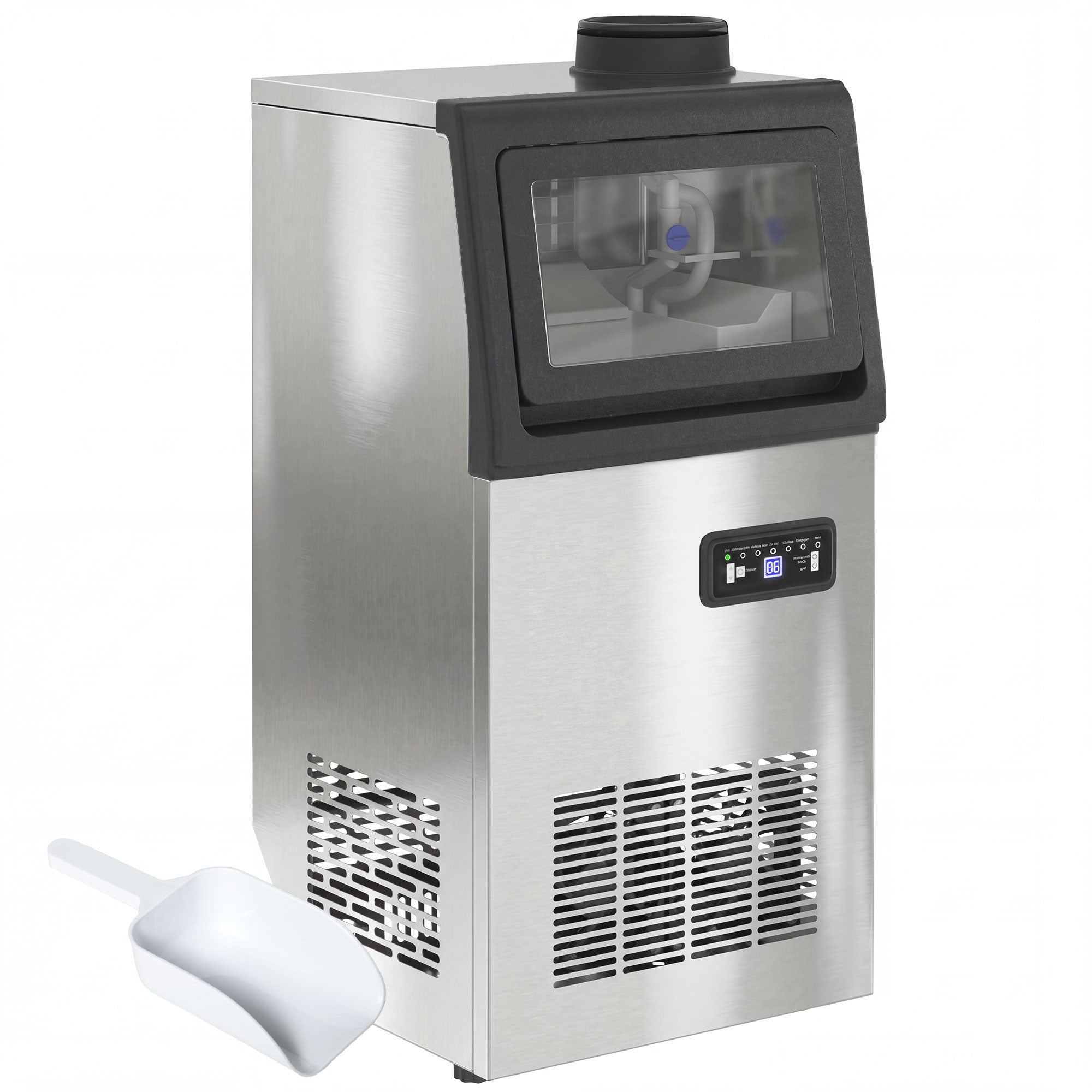 HOMCOM Commercial Ice Maker Machine, 36kg/24H Stainless Steel Under Co ...