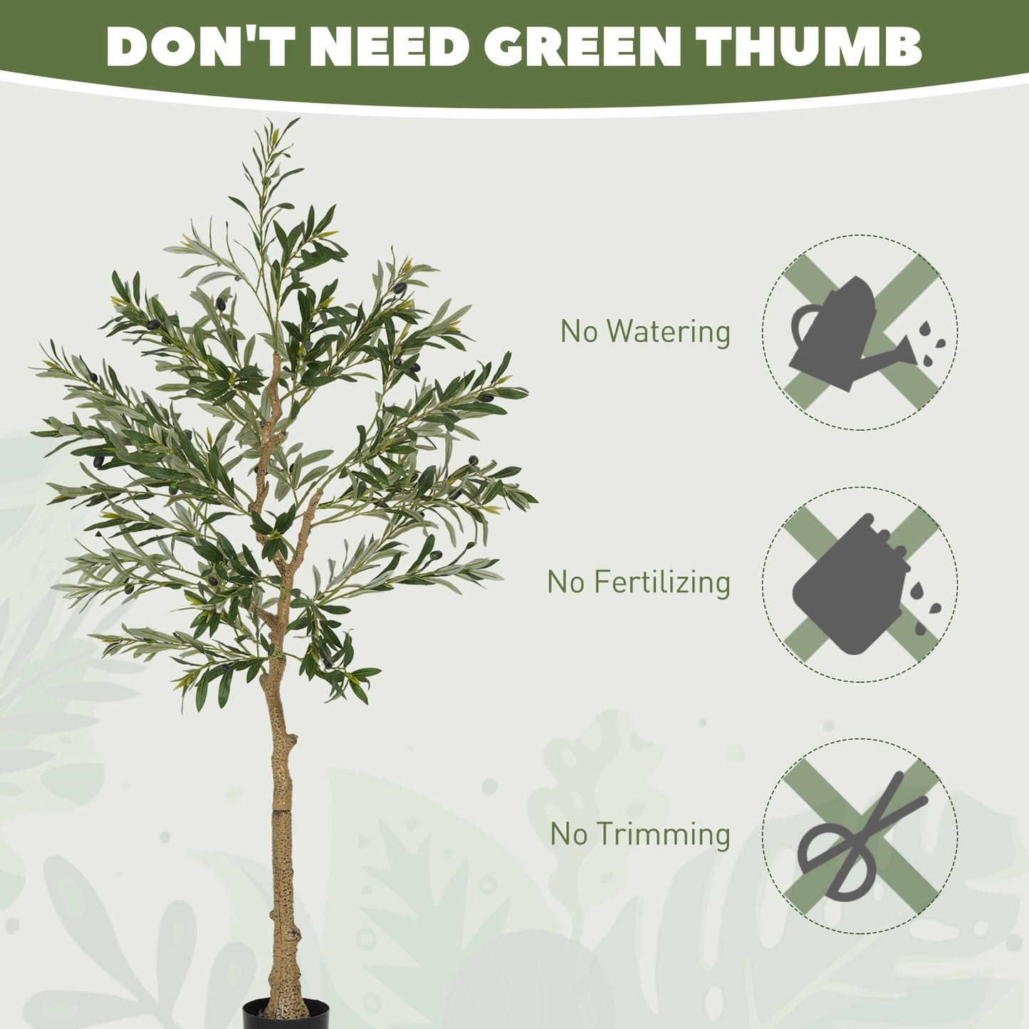 HOMCOM Set of 2 Artificial Silk Olive Trees in Pot, 5ft/150cm with 720 Leaves and 32 Olives for Indoor Decor, Home or Office, Green