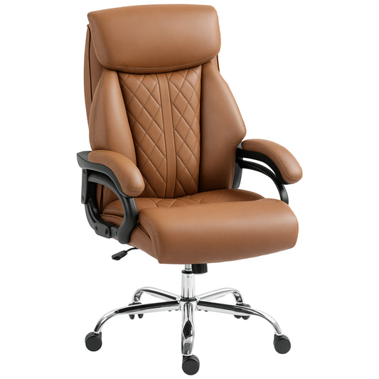 HOMCOM Spring Padded Faux Leather Office Chair - Light Brown