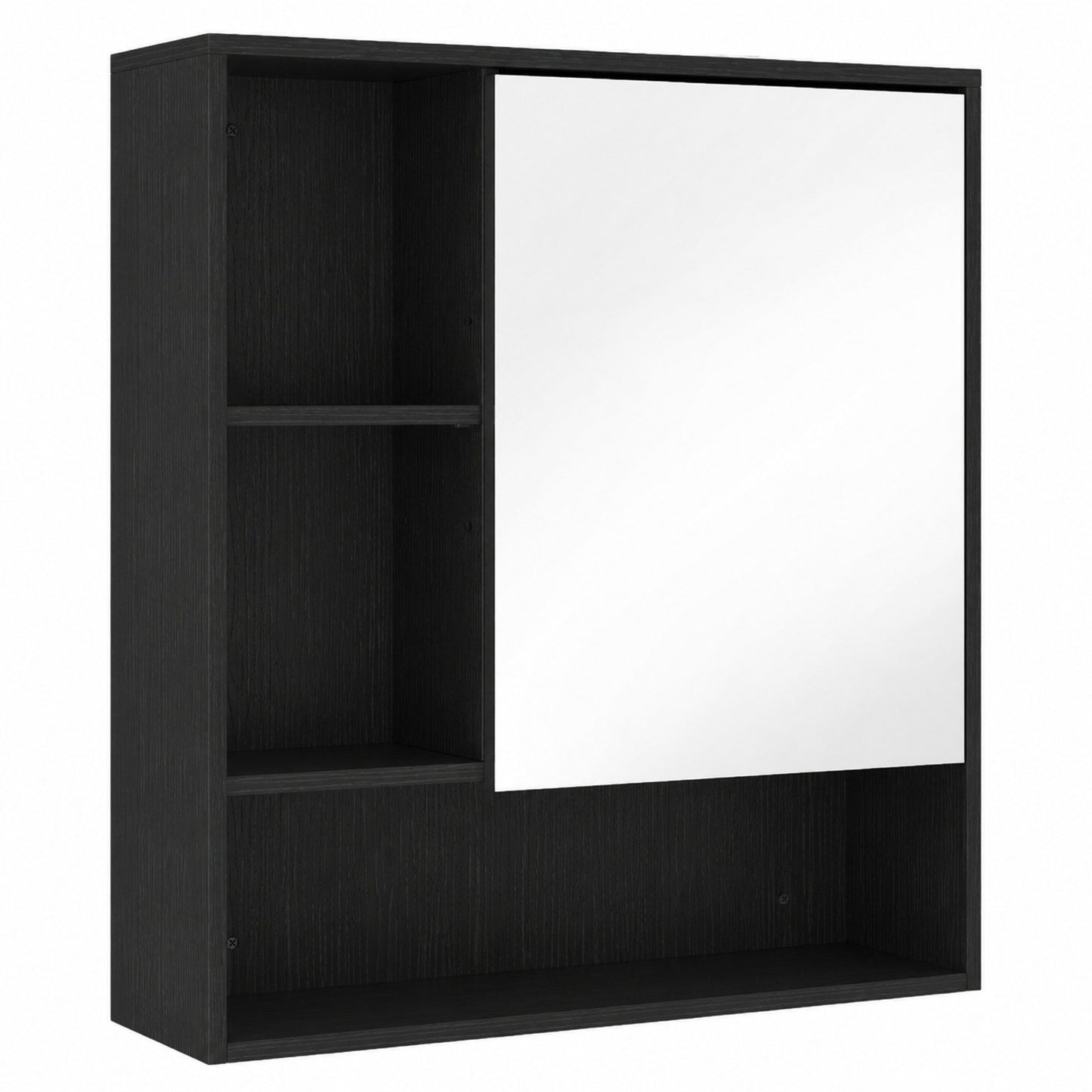 HOMCOM Bathroom Mirror Cabinet, Wall-Mounted Bathroom Cabinet with Mirror Door, Adjustable Shelves, Black