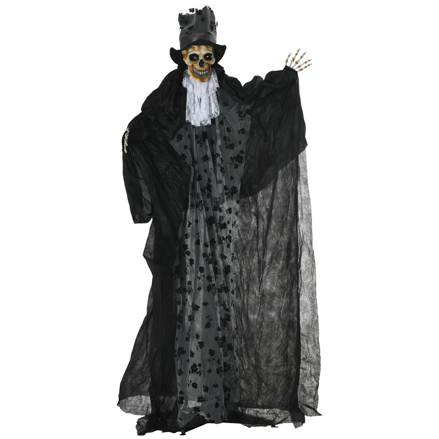 Outsunny Life Size Outdoor Halloween Ghost Bridegroom, Sound & Motion Activated Animatronic Prop with Light Up Eyes, Howling Sound, 189cm, White