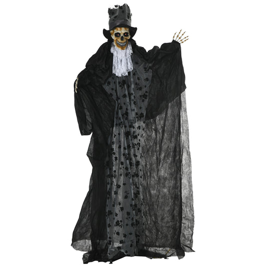Outsunny Life Size Outdoor Halloween Ghost Bridegroom, Sound & Motion Activated Animatronic Prop with Light Up Eyes, Howling Sound, 189cm, White