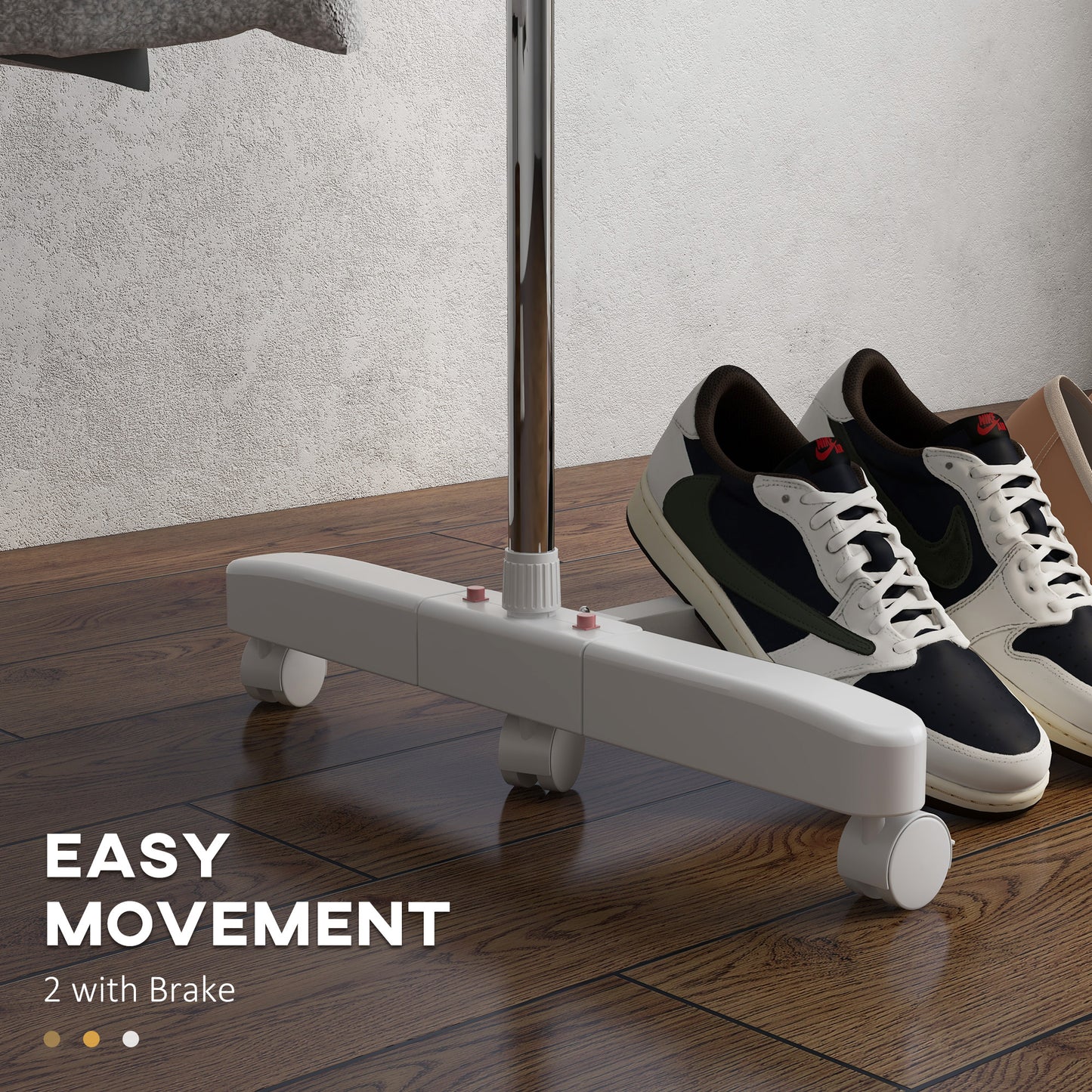 HOMCOM Clothes Airer, Stainless Steel Foldable Drying Rack with Wheels & Wings, Indoor/Outdoor, Easy Assembly, 142x55x152cm, White