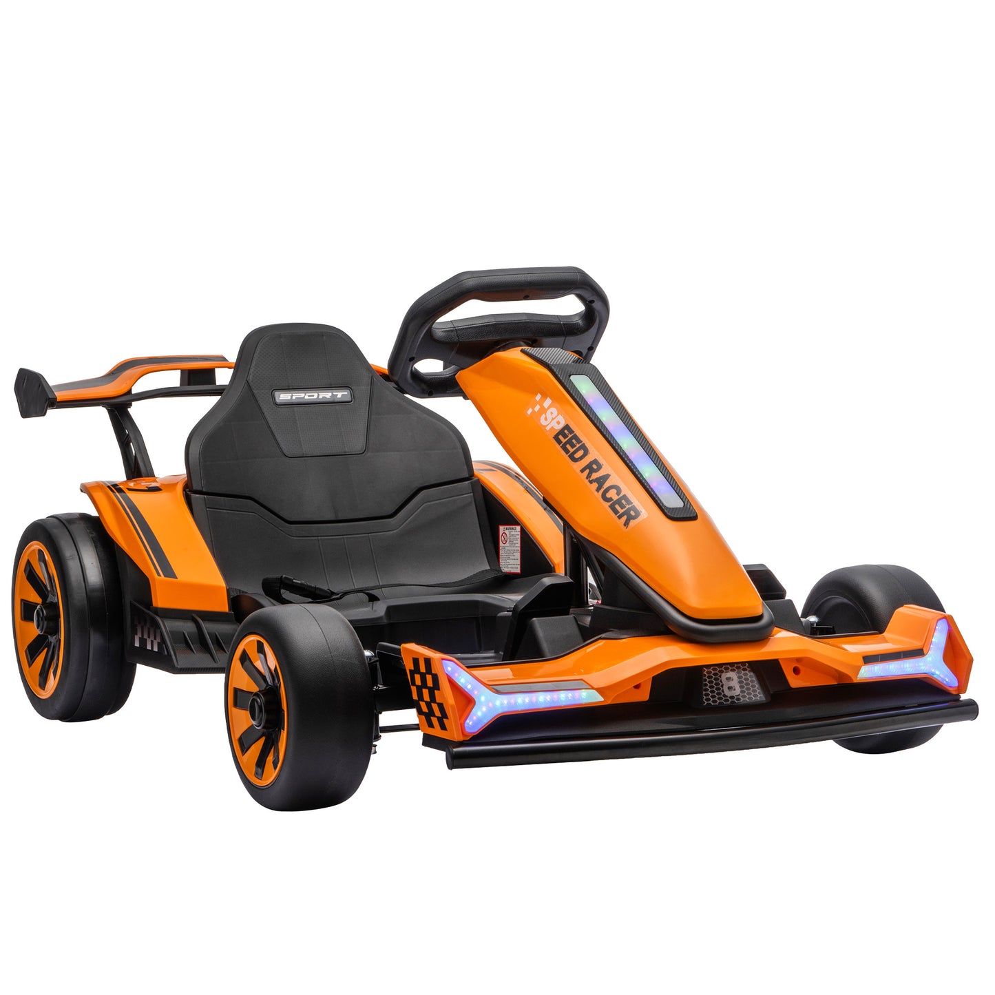 AIYAPLAY 24V Electric Go Kart for Kids 6-12 Years with Drift Mode, Adjustable Seat, 3 Speed, Slow Start, Orange