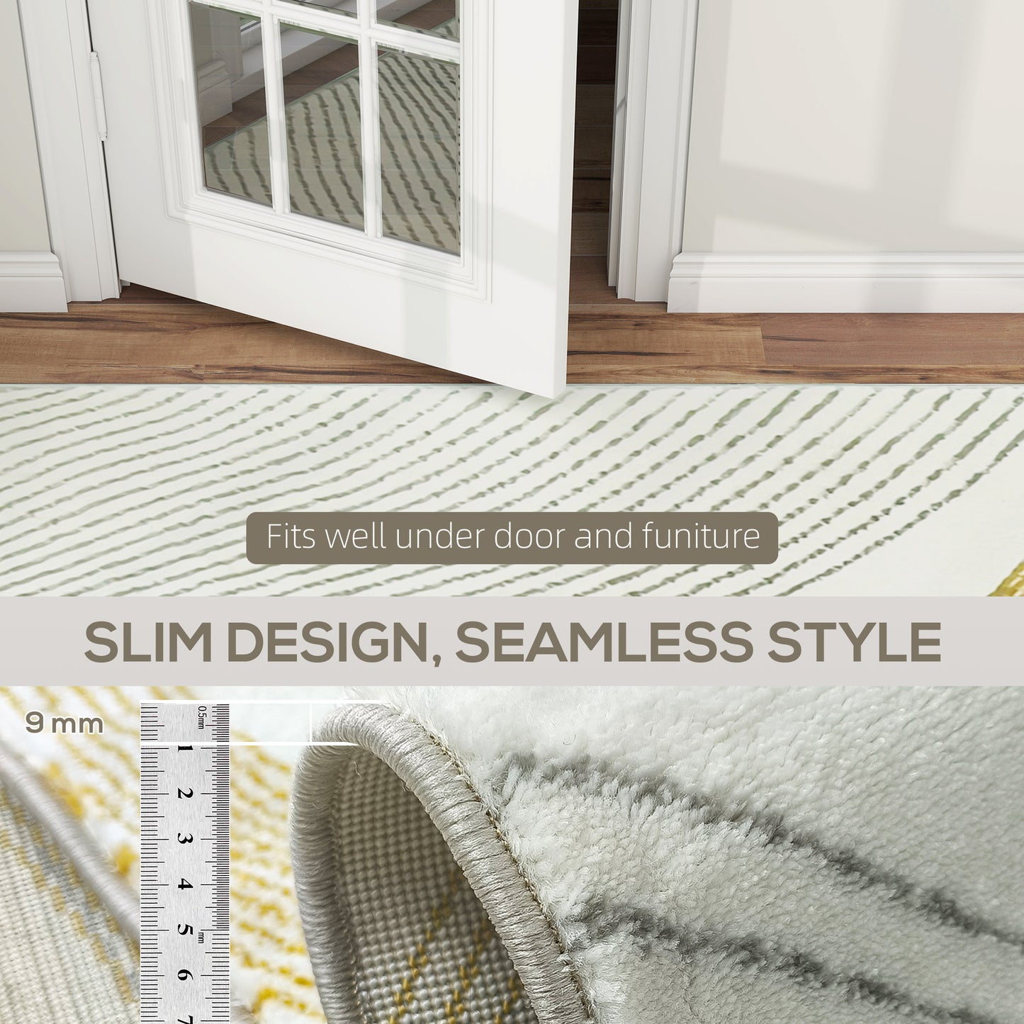 HOMCOM Modern Area Rug, Machine Washable, Allergy-Friendly, for Living Room, Bedroom, Dining Room, Home Office, 230x160 cm, Cream White