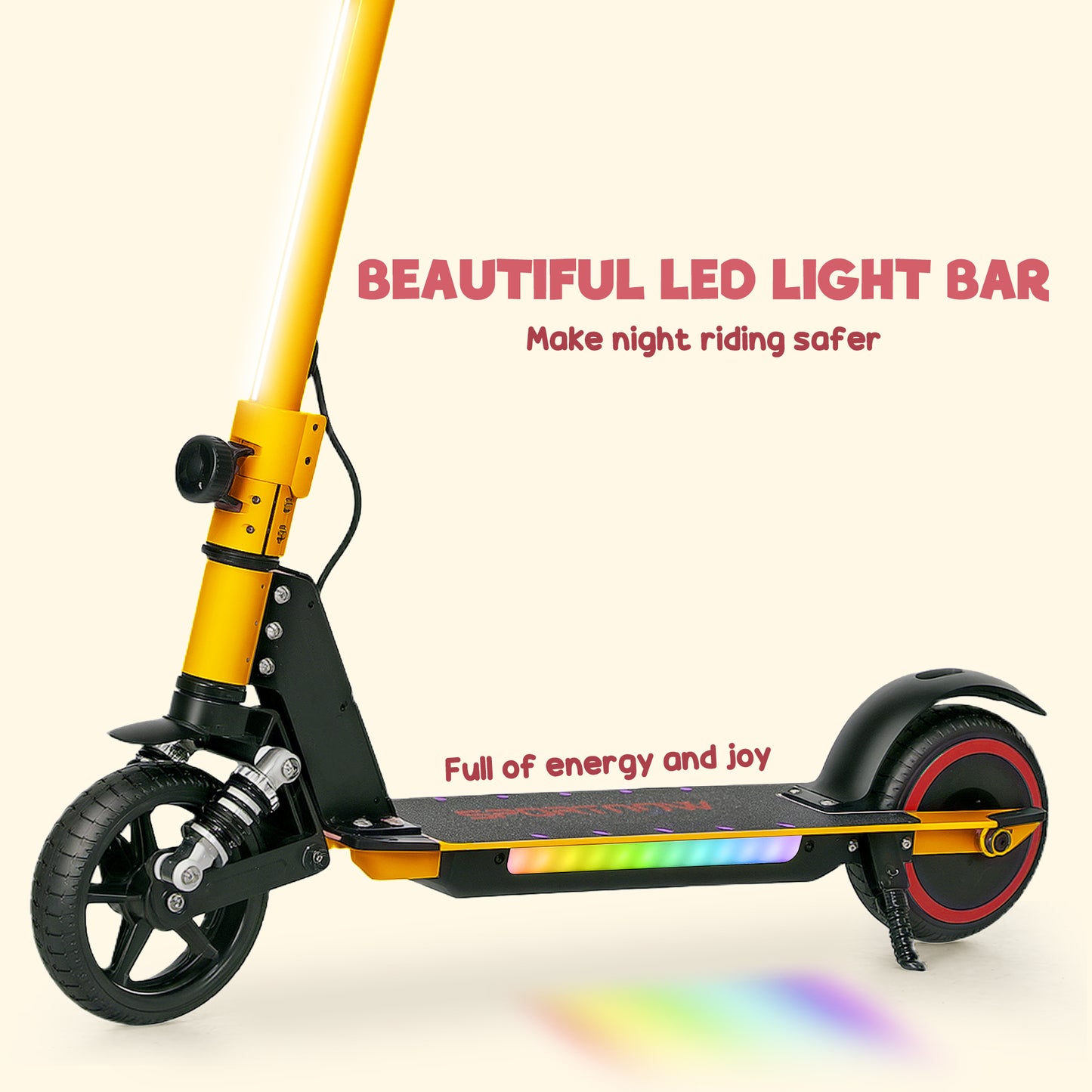 SPORTNOW Folding Electric Scooter for Kids 6-14, Dual Brakes, LED Lights, 6.8kg, Up to 14 KM/H, Gold Tone