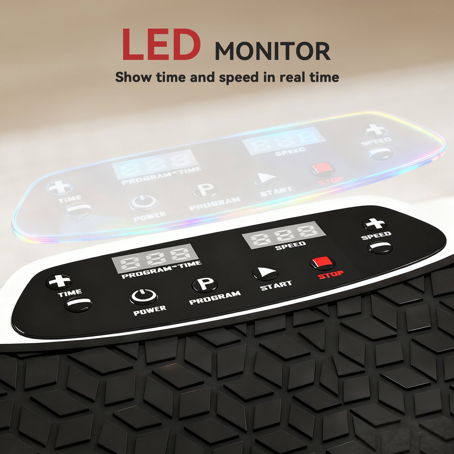 SPORTNOW Vibration Plate, with Adjustable/Removable Handle, Preset Modes, 50 Speeds