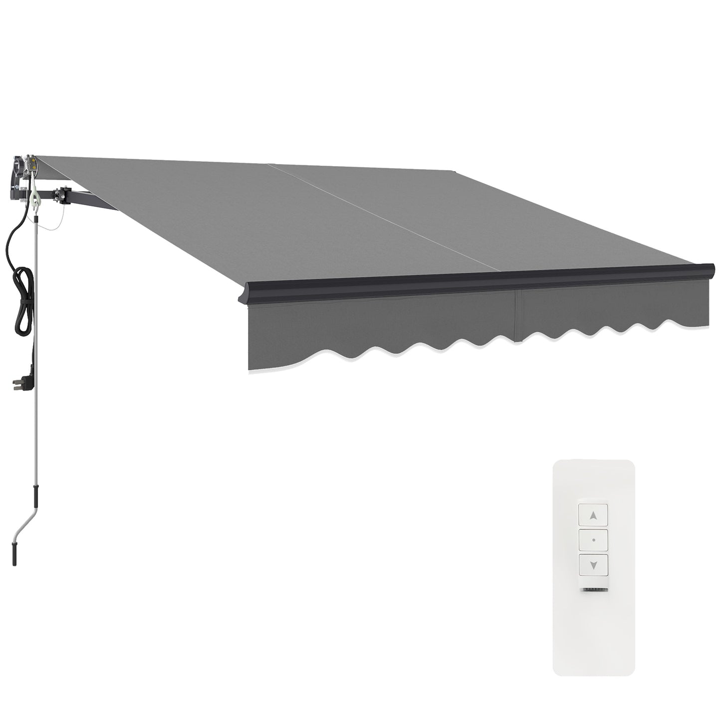 Outsunny Electric Awning, 2.5 x 2m, Remote Control, Aluminium Frame, UV30+ Sun Shade Canopy for Garden Patio or Window, Dark Grey