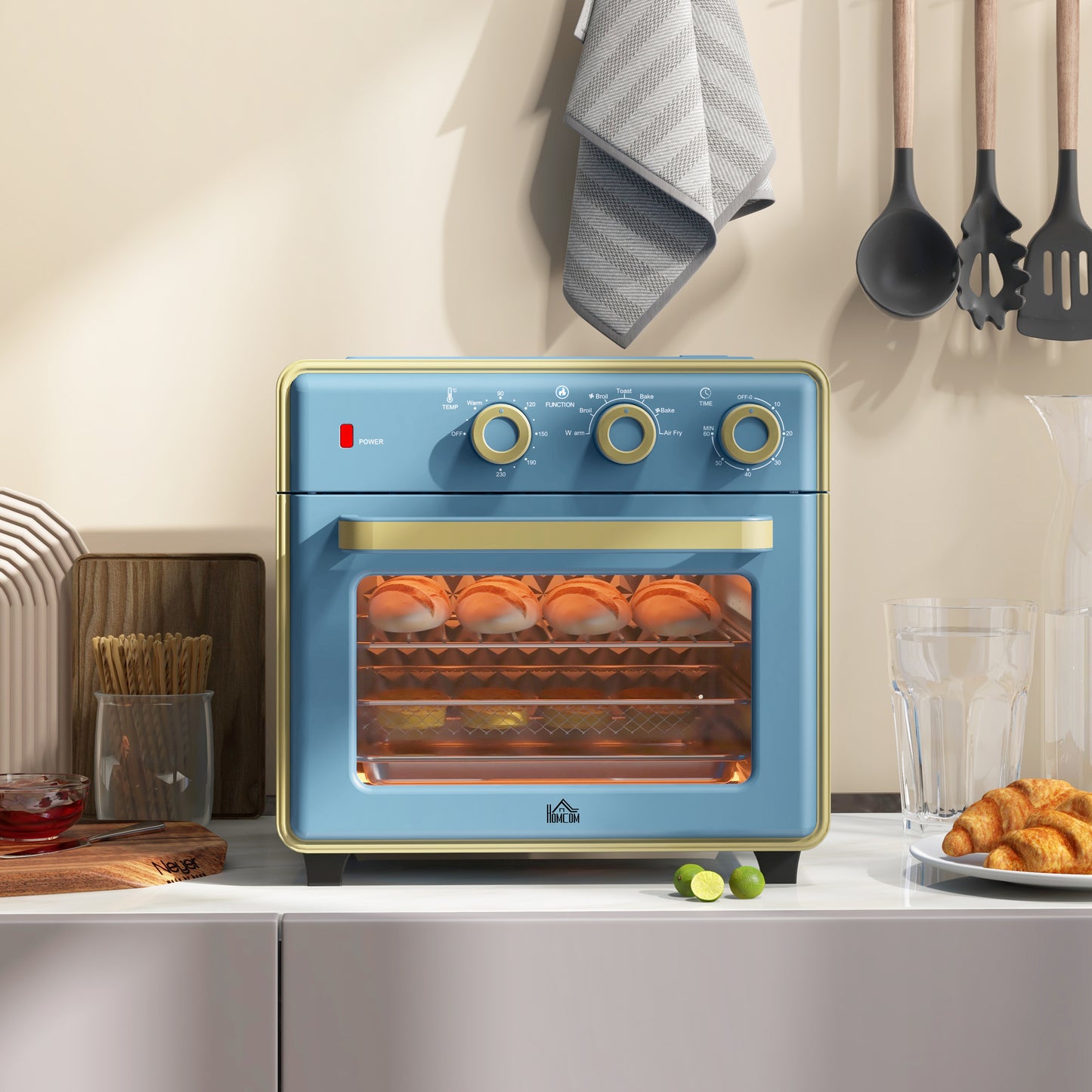 HOMCOM 20L 90-230°C Mini Electric Oven - Blue