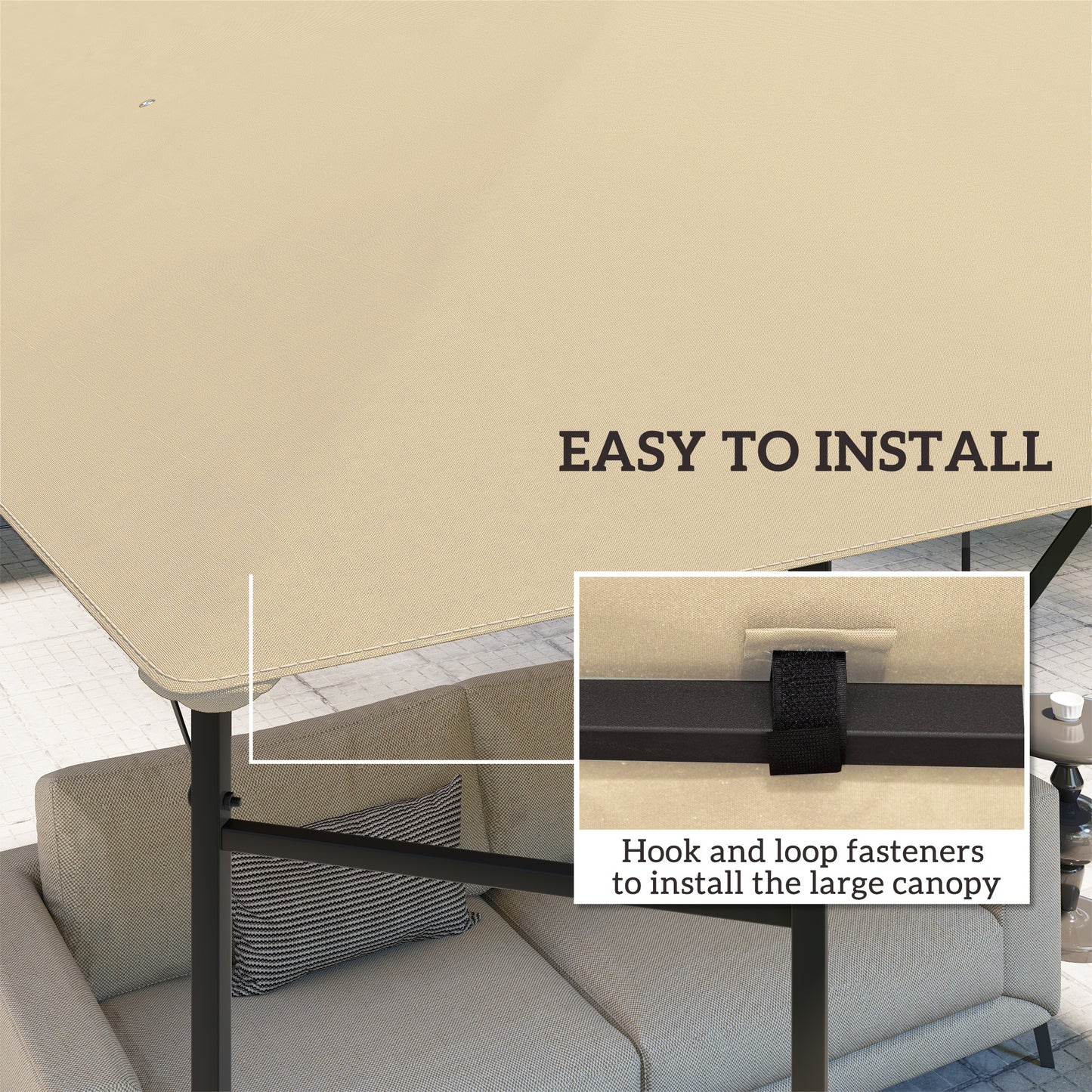 Outsunny 3 x 3(m) Gazebo Canopy Replacement Cover, TOP COVER ONLY, Beige