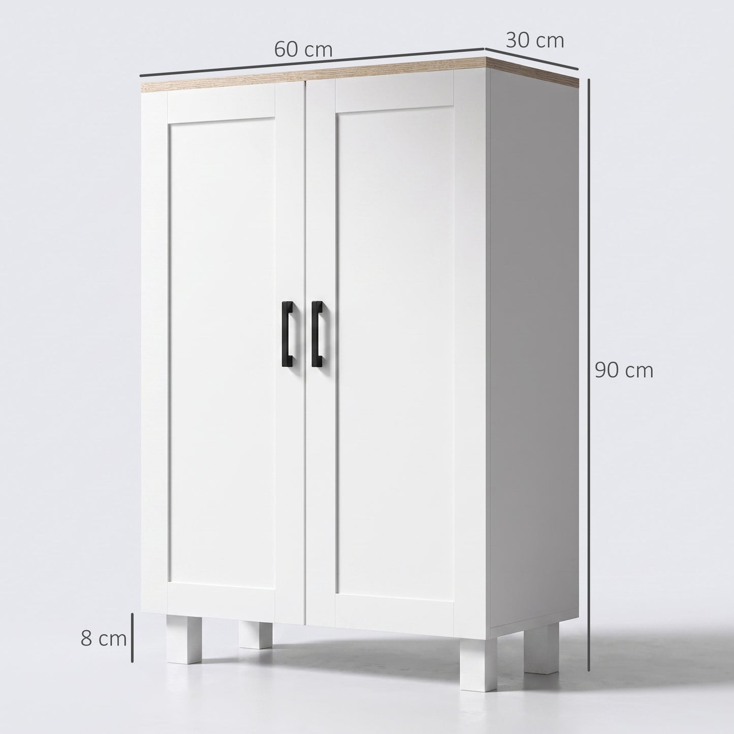 HOMCOM Nordic Sideboard Storage Cabinet with Adjustable Shelf Coffee Bar Cabinet Two Doors 60 x 30 x 90 cm White