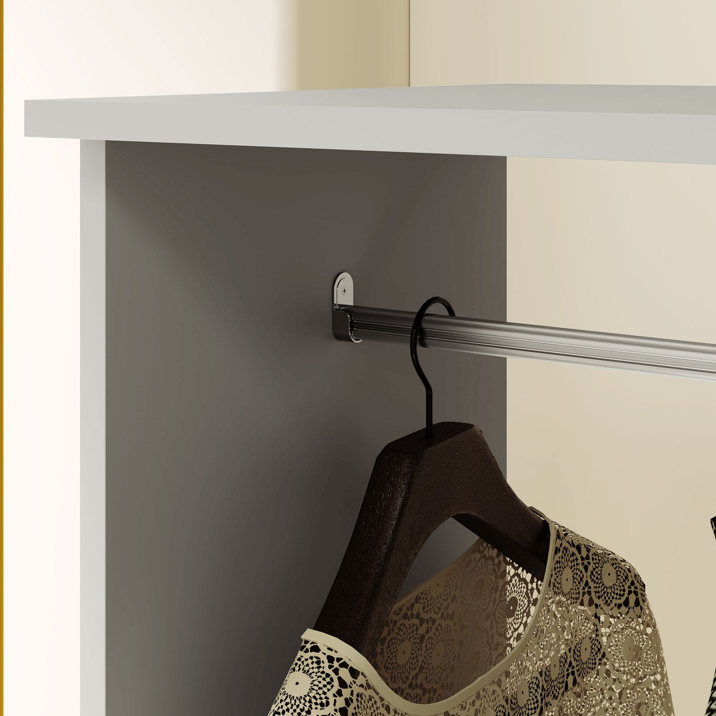 HOMCOM Open Wardrobe on Wheels with Clothes Rail, Bedroom Clothes Storage with Hanging Rod