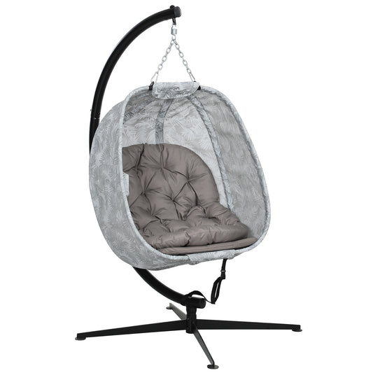 Outsunny Hanging Egg Chair Outdoor Indoor Garden Swing Chair Sand Brown