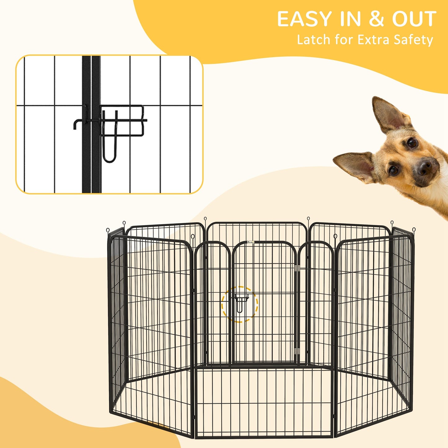 PawHut 4 Sizes Dog Pens Pet Puppy PlayPen Rabbit Puppy Cage Folding Run Fence Garden Metal Hutch
