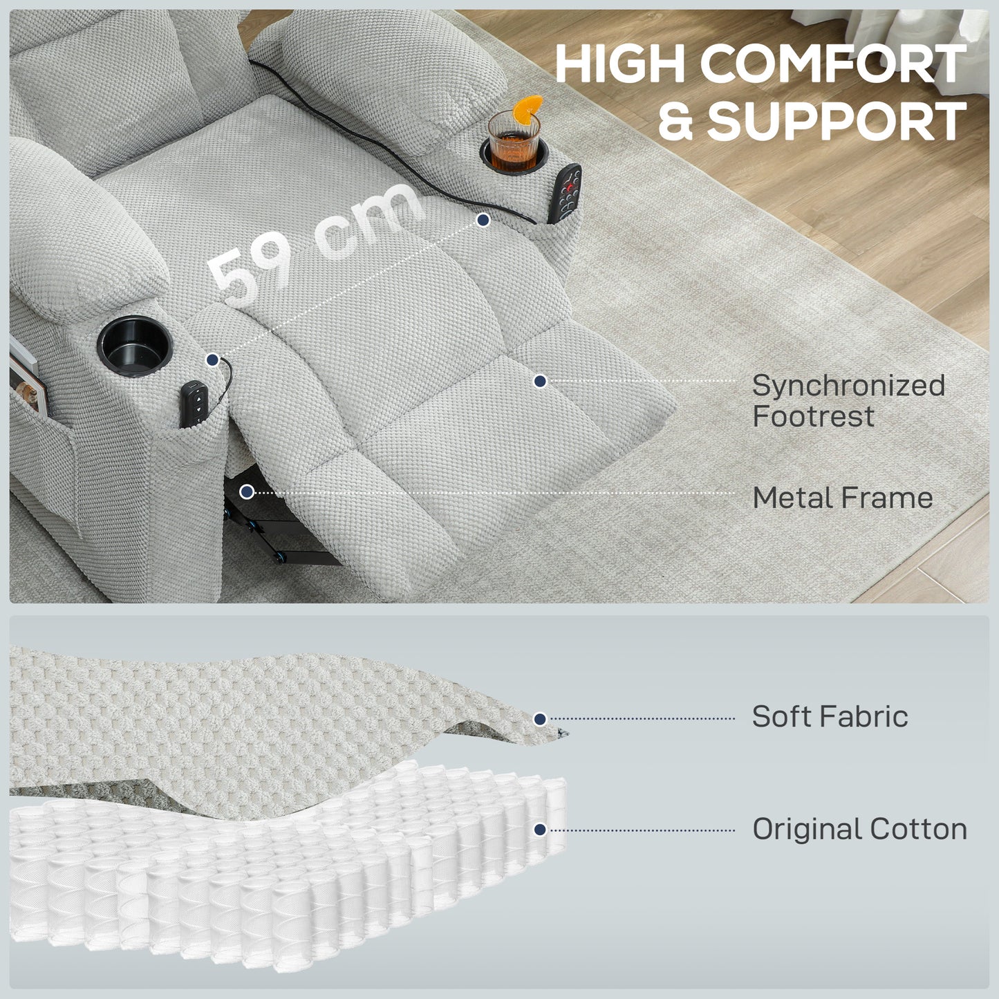 HOMCOM Electric Massage Recliner Chair with Heat Grey
