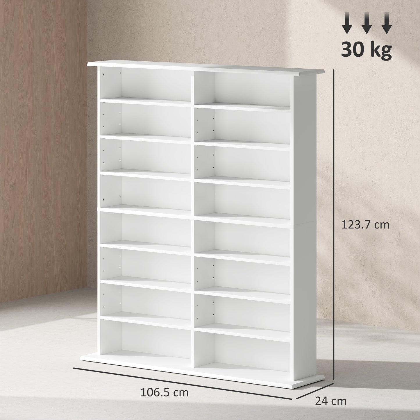 HOMCOM 720 CD/396 DVD/396 Blu-ray Storage Unit - White