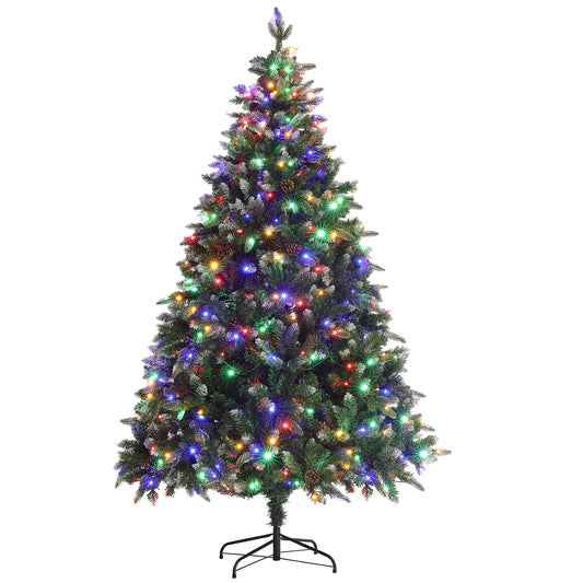 HOMCOM 7ft LED Pre-Lit Artificial Christmas Tree, with Base