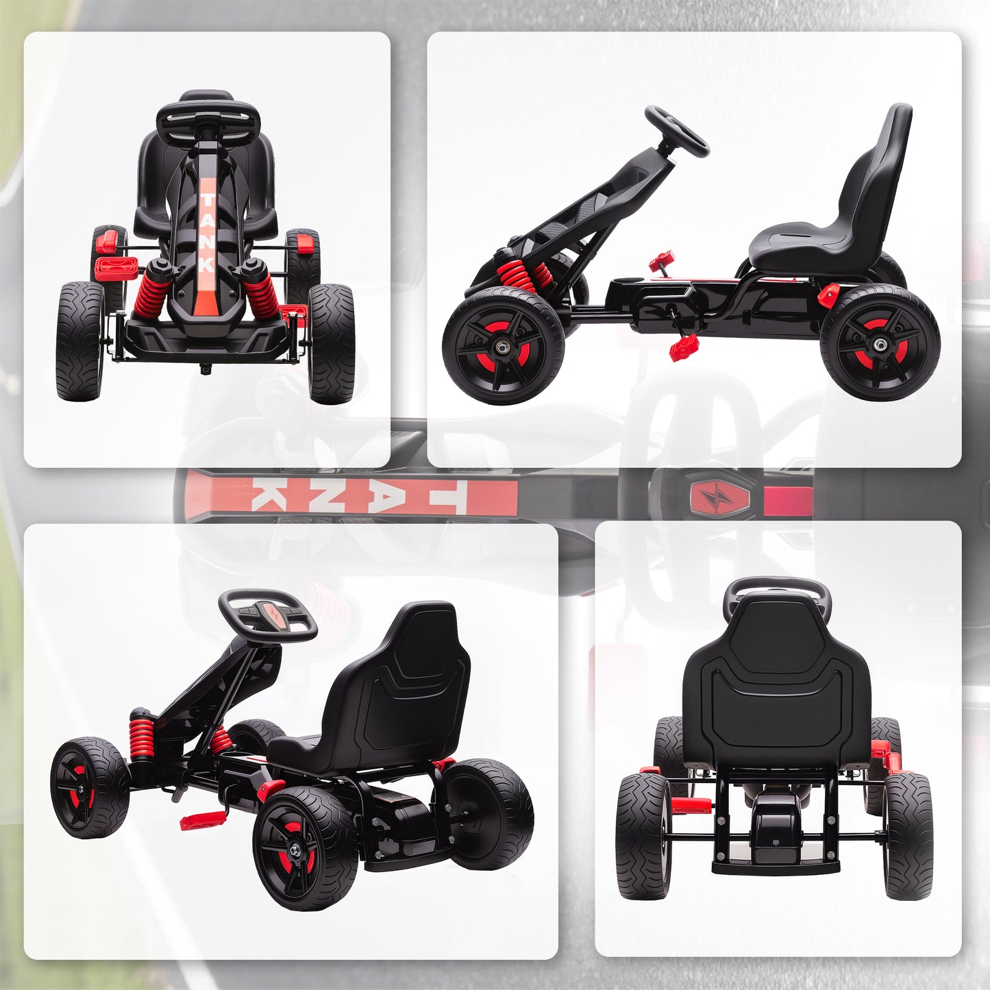 AIYAPLAY Pedal Go kart for Kids Ages 3-6 Years, with Automatic Clutch, Brake, EVA Anti-Slip Wheels, Red
