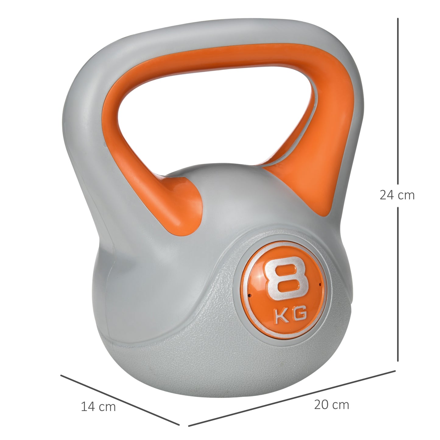 SPORTNOW Kettlebell, 8kg Kettle Bells with Handle for Home Gym Weight Lifting and Strength Training, Orange and Grey