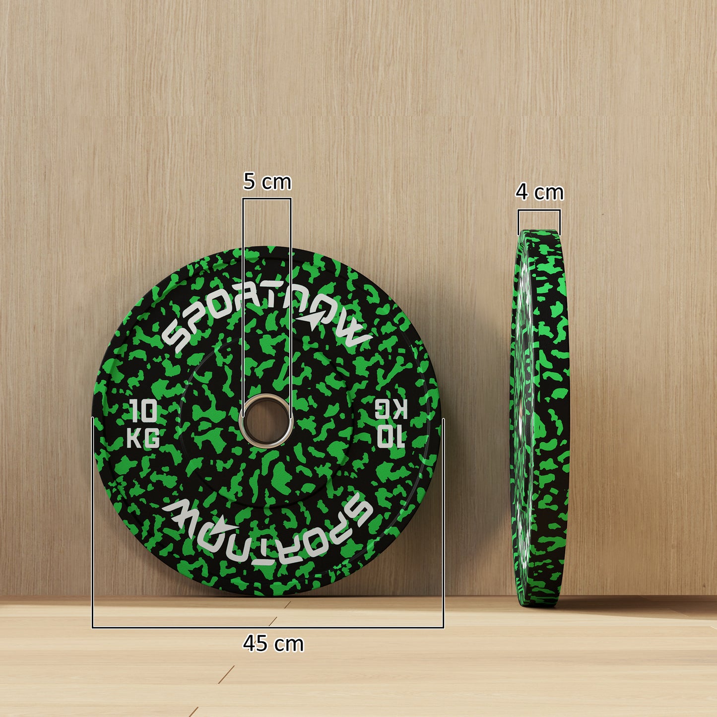 SPORTNOW Olympic Weight Plates Set, 10kg Rubber Discs, 2"/5cm Holes, Home Gym Use