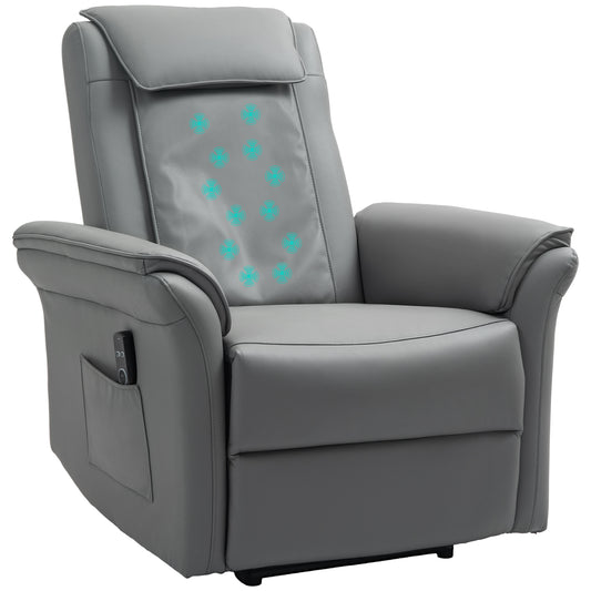HOMCOM 3D Kneading Massage Recliner Chair, Electric Recliner, USB Port, Grey