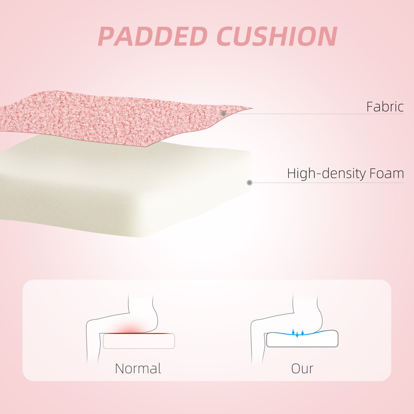 HOMCOM Armless Heart Computer Desk Chair, Teddy Fleece Swivel Office Chair with Height Adjustable, Wheels, for Home Study, Pink