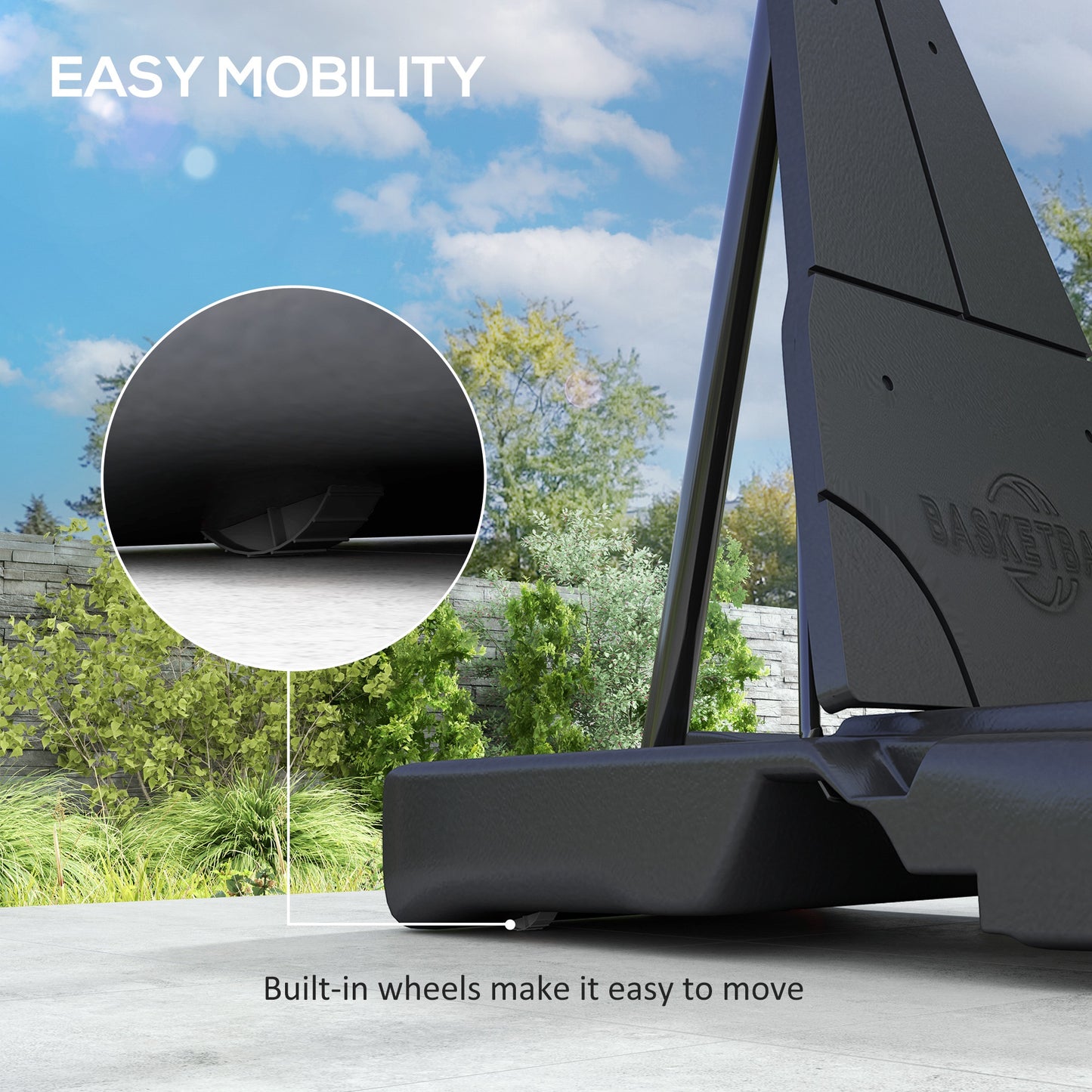 SPORTNOW Basketball Hoop Outdoor, Height Adjustable Basketball Hoop and Stand with Rebound System - Black