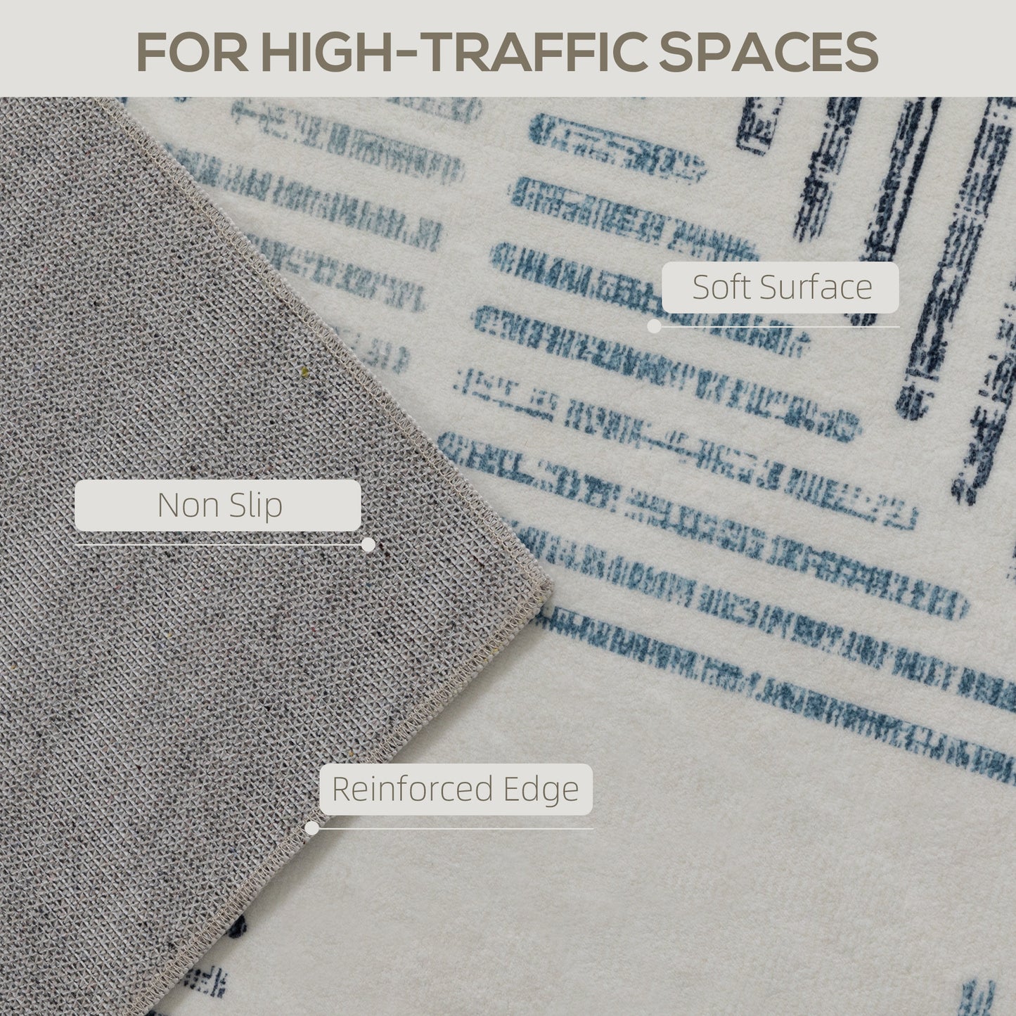 HOMCOM Geometric Area Rug, Non-Slip Washable Carpet for Living Room, Bedroom, Dining Room, Home Office, 230x160 cm, Multi-Coloured