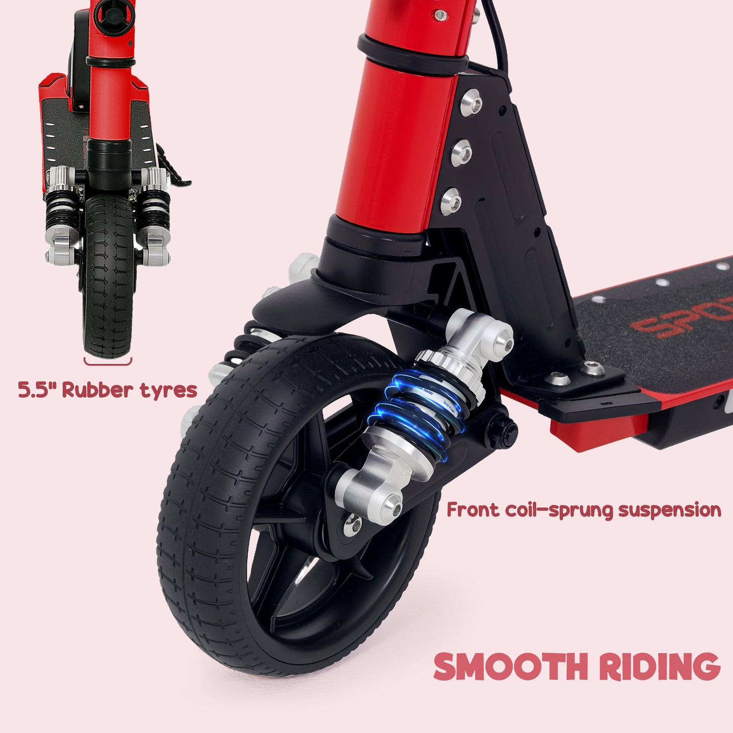 SPORTNOW Folding Electric Scooter for Kids 6-14, Dual Brakes, LED Lights, 6.8kg, 14 KM/H, Red