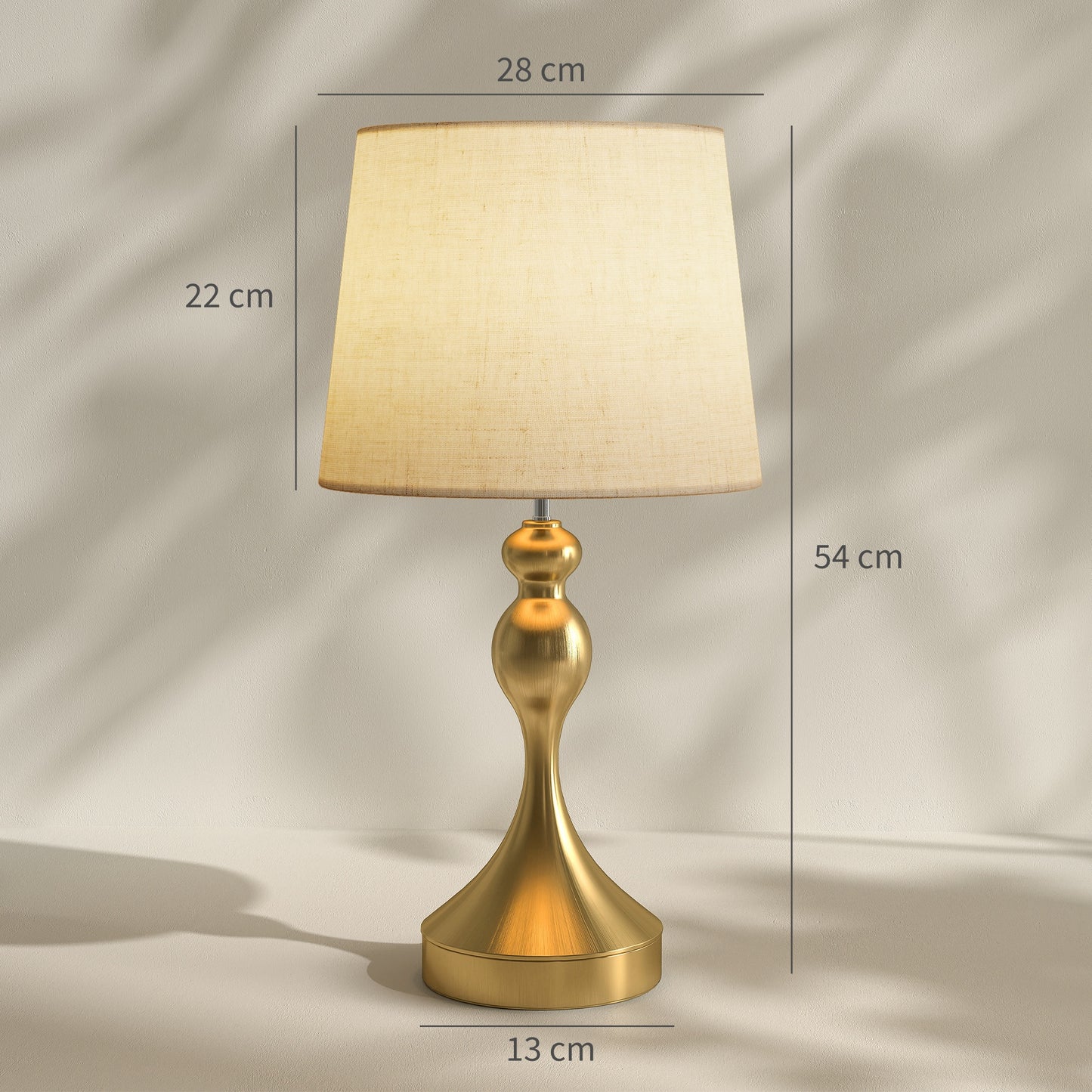 HOMCOM Bedside Lamps Set of 2, Modern Table Lamps with USB A+C Ports, 3 Colour Temps, Linen Shade for Living Room Bedroom Office, Gold Tone