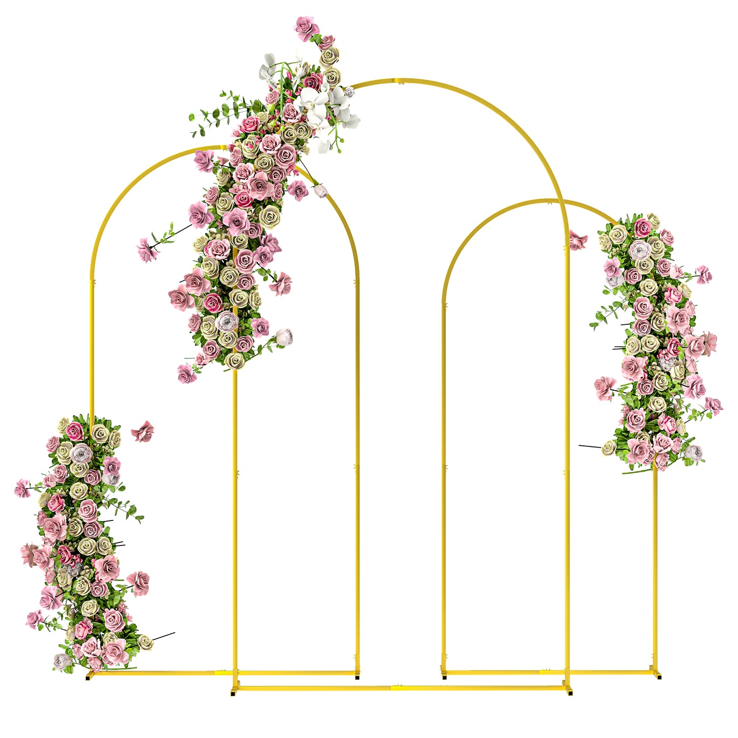 Outsunny Wedding Arch Frame Set, Metal Backdrop Stand, 3-Piece Gold Tone for Party, Shower, or Ceremony