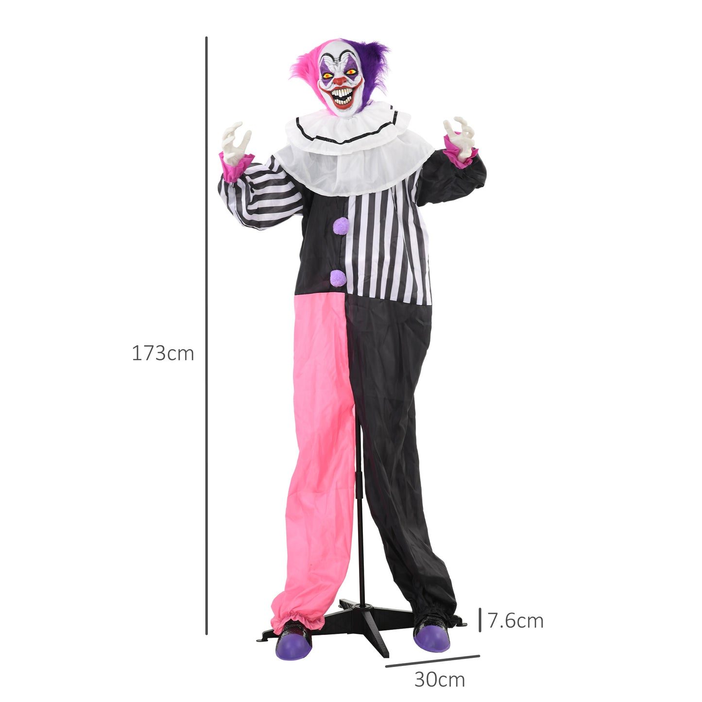 HOMCOM 173cm  Laughing Clown Outdoor Halloween Decoration
