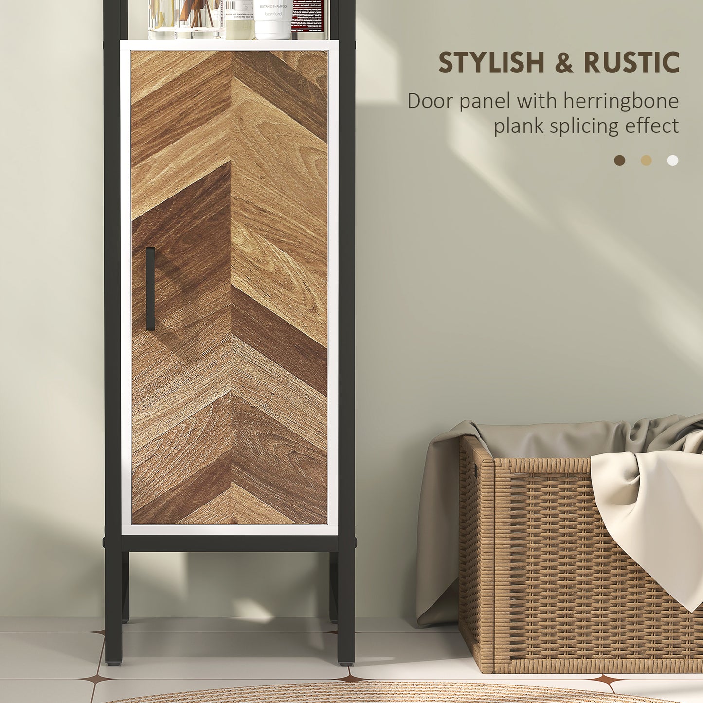 HOMCOM Tall Bathroom Cabinet with Adjustable Shelf, 30 x 30 x 170 cm, White