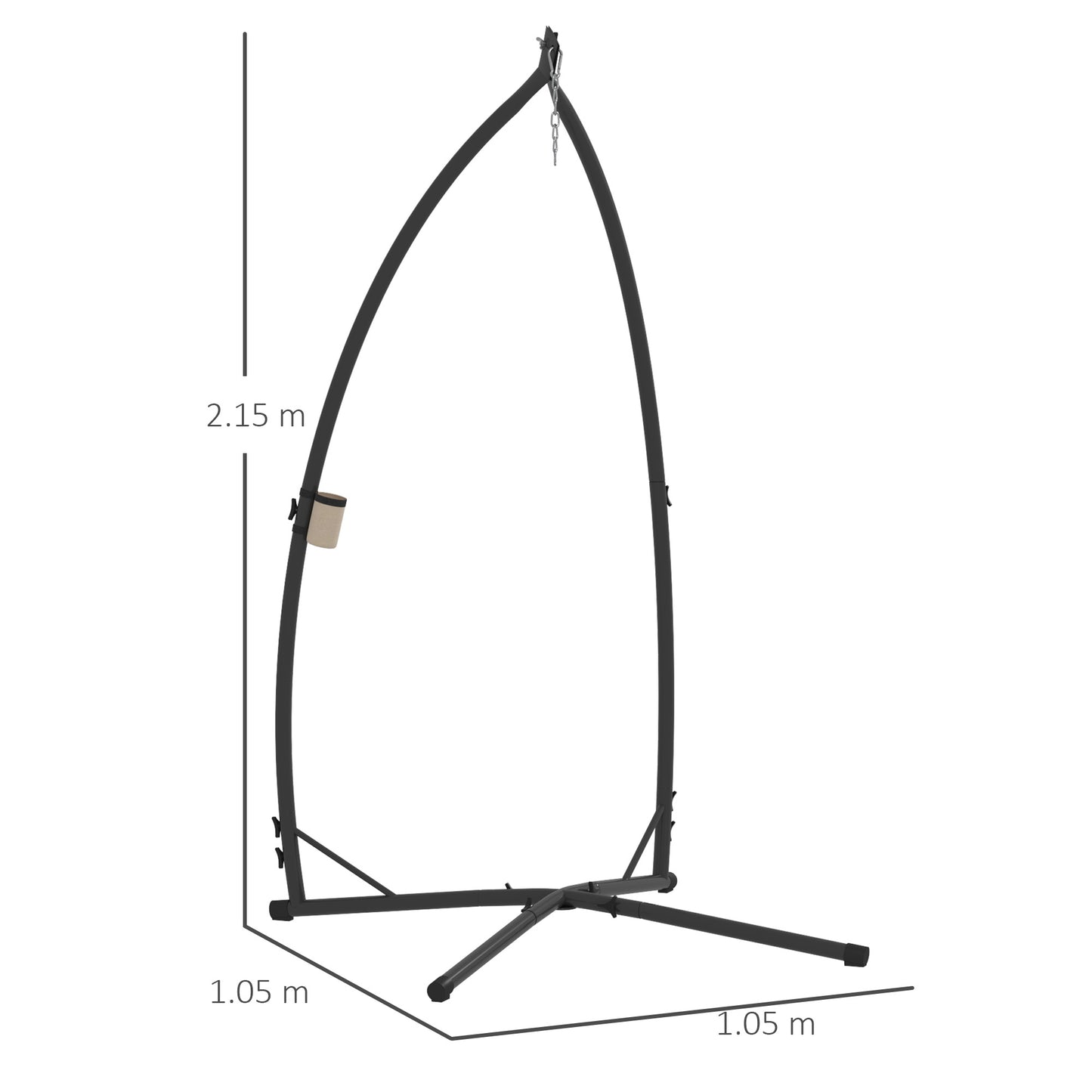 Outsunny Hammock Chair Stand Only, X-Shape Base, Heavy Duty Steel Frame, 150 KG Load, Indoor/Outdoor, Black