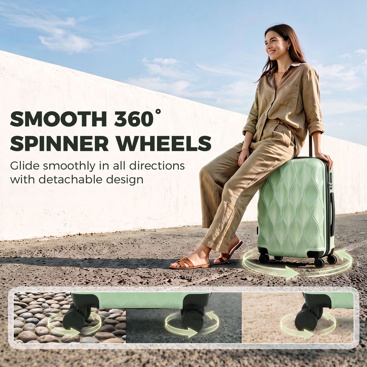 HOMCOM 20Inch Suitcase, ABS Hard Shell Carry On Luggage with TSA Lock, Spinner Wheels, Telescopic Handle, Green