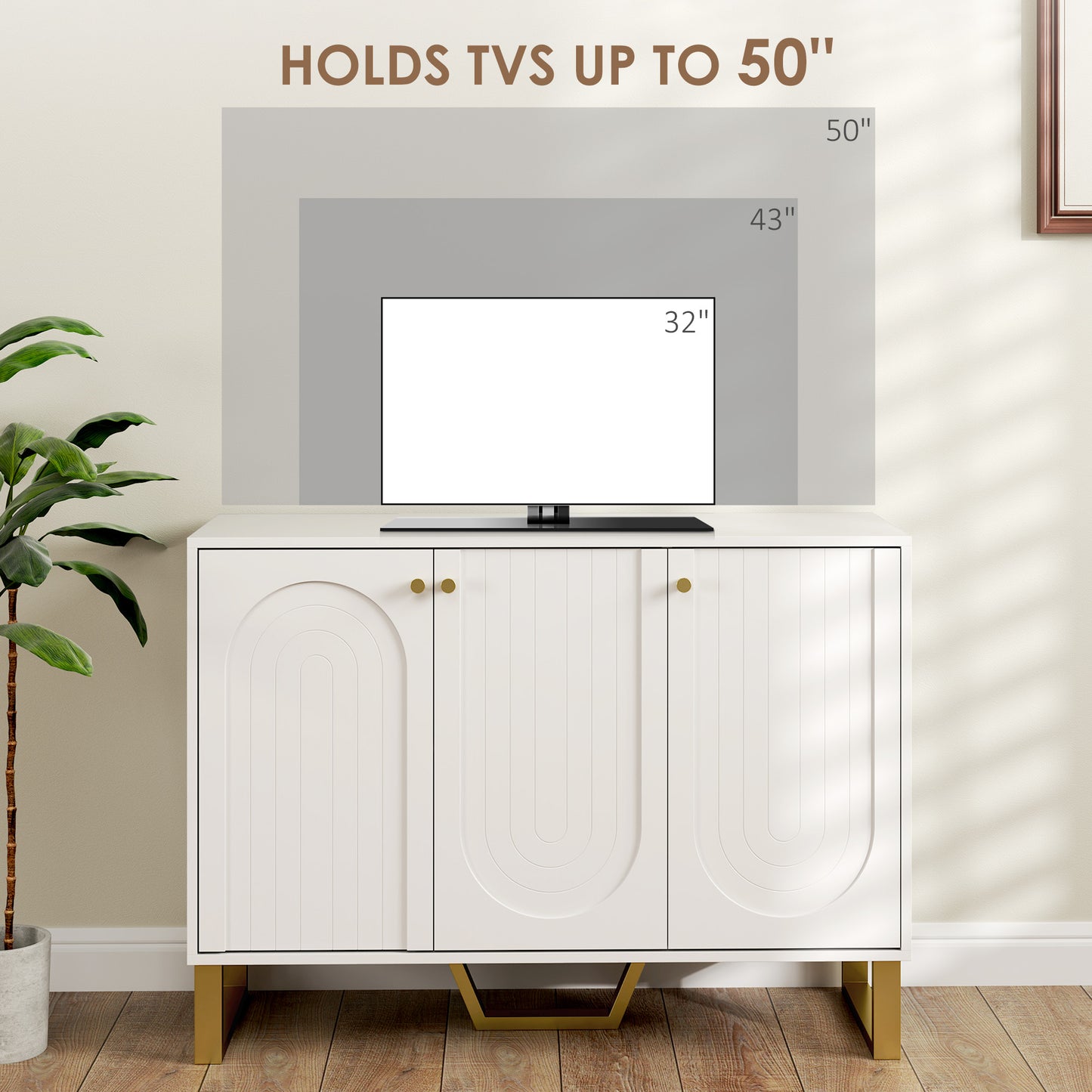 HOMCOM 3-Door Sideboard Storage Cabinet - White