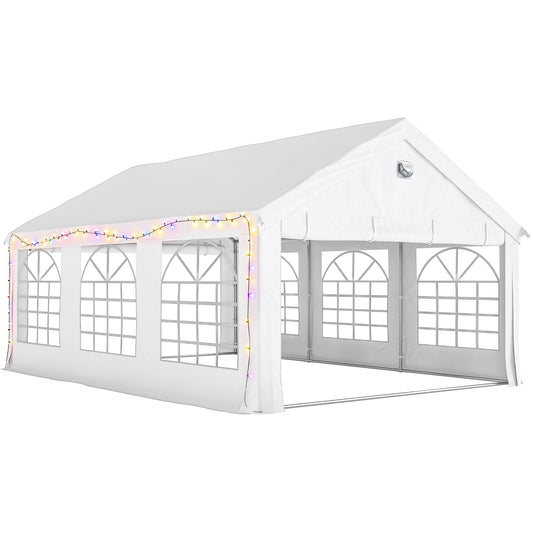 Outsunny 6 x 4 m Party Tent, Heavy Duty Gazebo Canopy with Windows, Outdoor Party Wedding Tent with 4 Removable Sidewalls