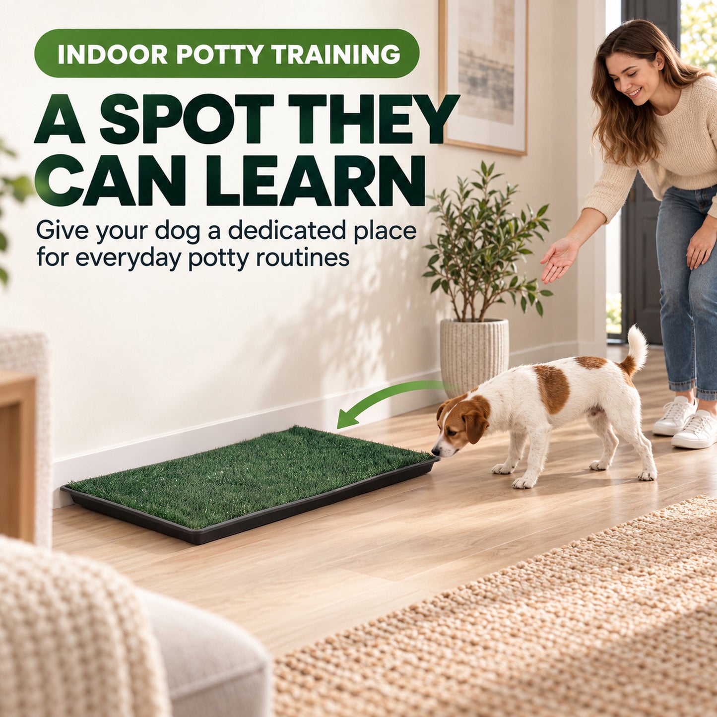PawHut Dog Toilet Tray, Dog Grass Pee Pad with Artificial Grass Mat, Drainage System for Puppy Training 88x56.5cm