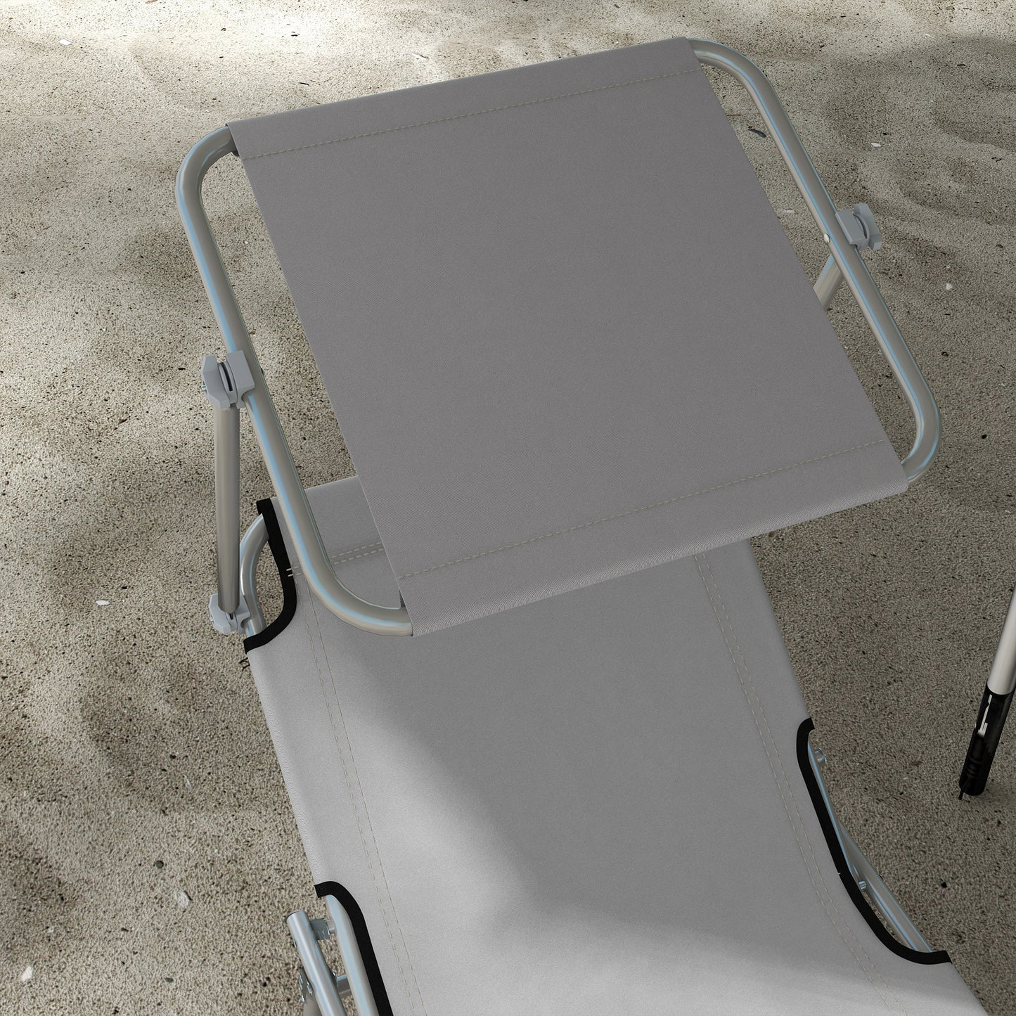 Outsunny 2-Piece Adjustable Folding Sun Lounger Set - Light Grey