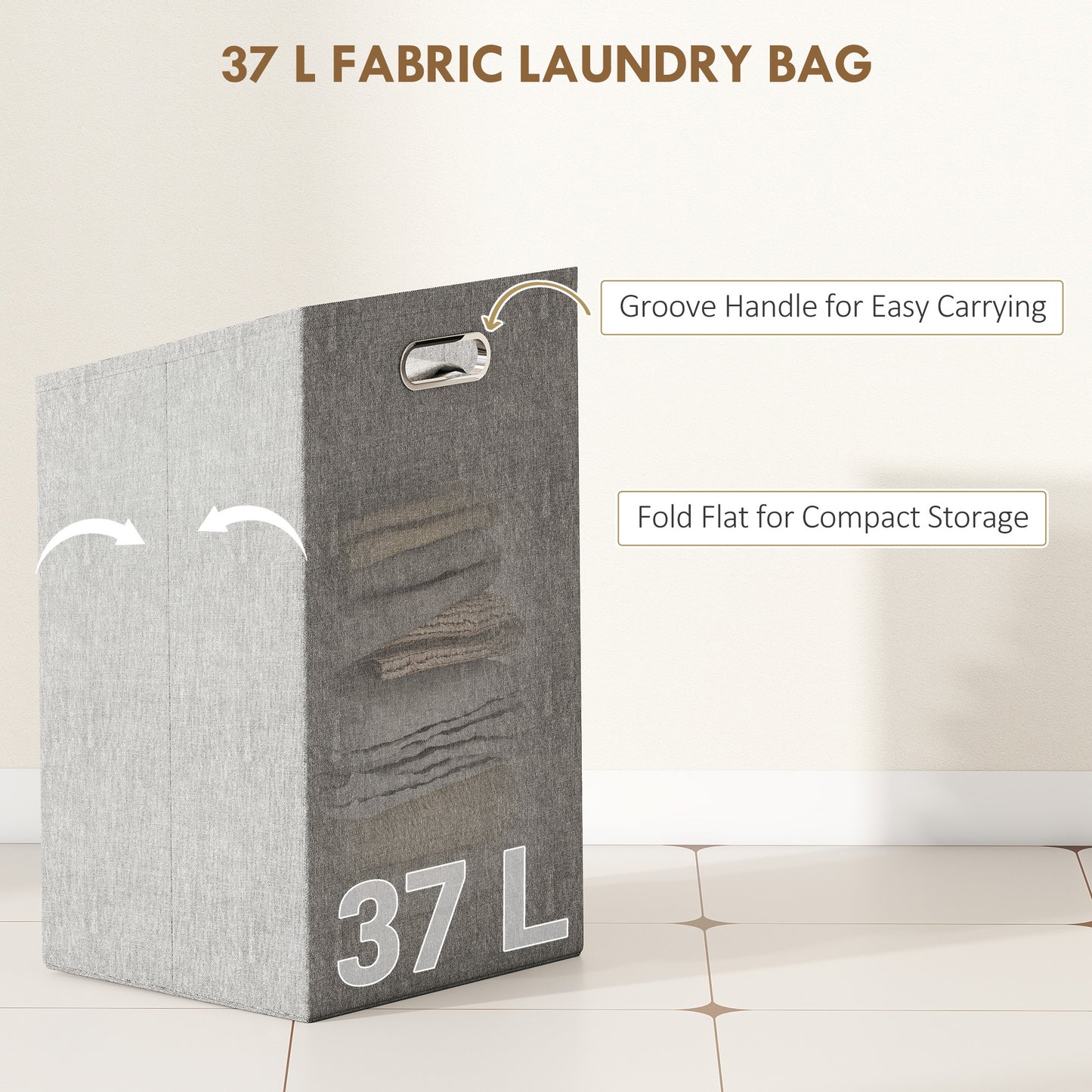 HOMCOM Bamboo Laundry Cabinet, Slatted Door, Tilt-Out Hamper, Removable Liner Bag, 40x30x95 cm, Natural Finish