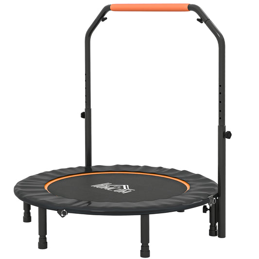 HOMCOM 45" Foldable Mini Fitness Trampoline, with Adjustable Foam Handle, Orange