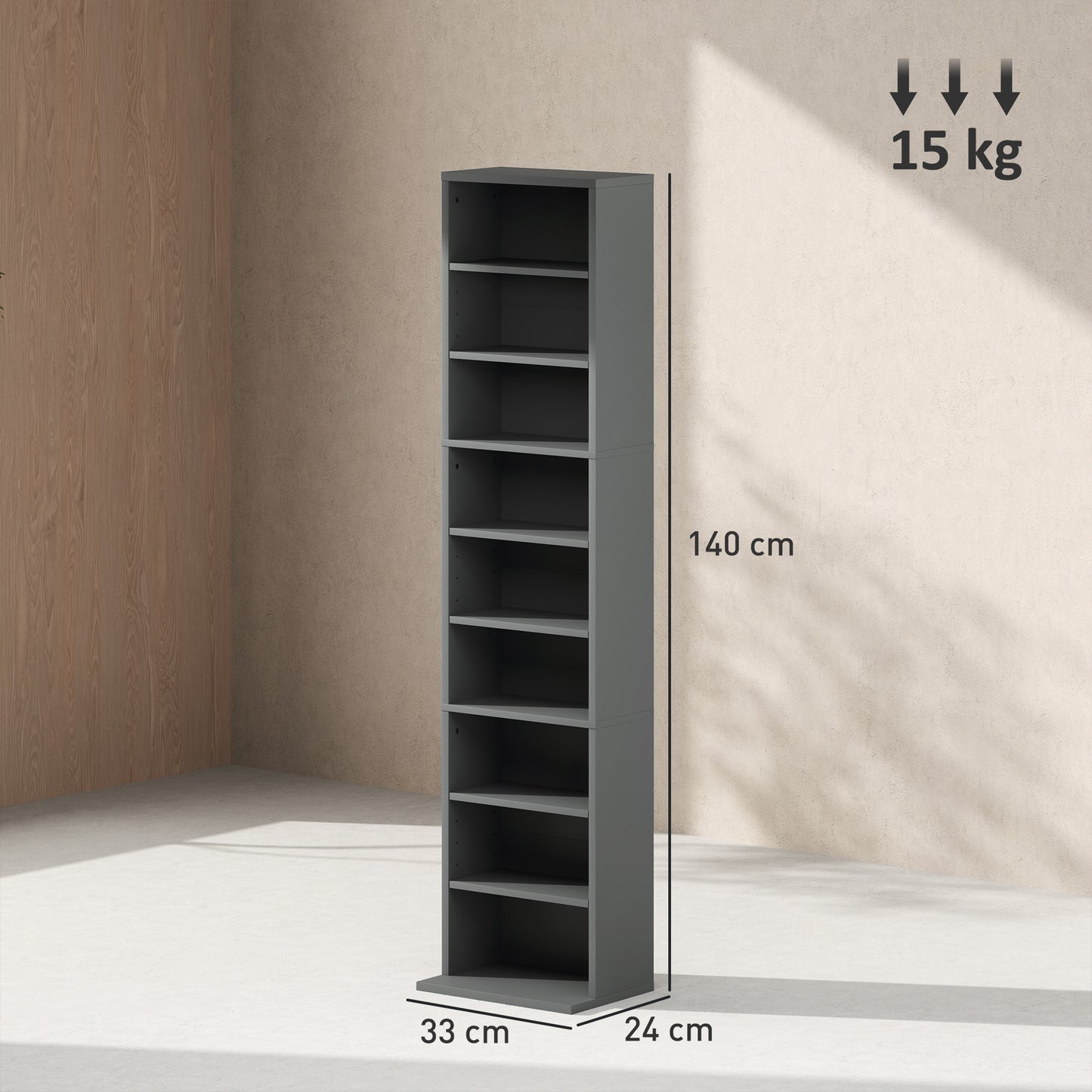 HOMCOM 260 CD/120 DVD Storage Unit - Grey