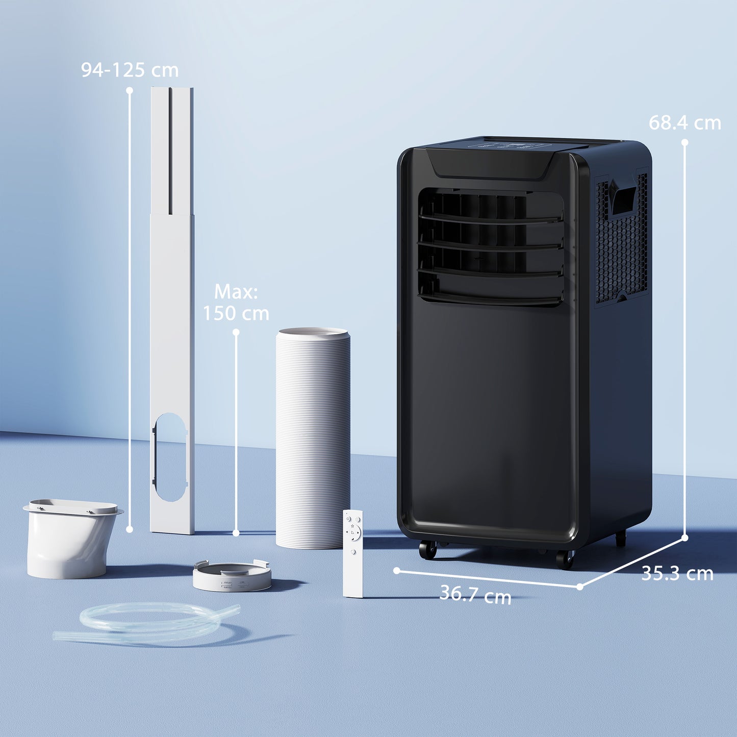 HOMCOM Air Conditioning Unit 10000 BTU, 4-in-1 Portable Air Conditioner with Remote Control, LED Display, 2 Speeds, Black