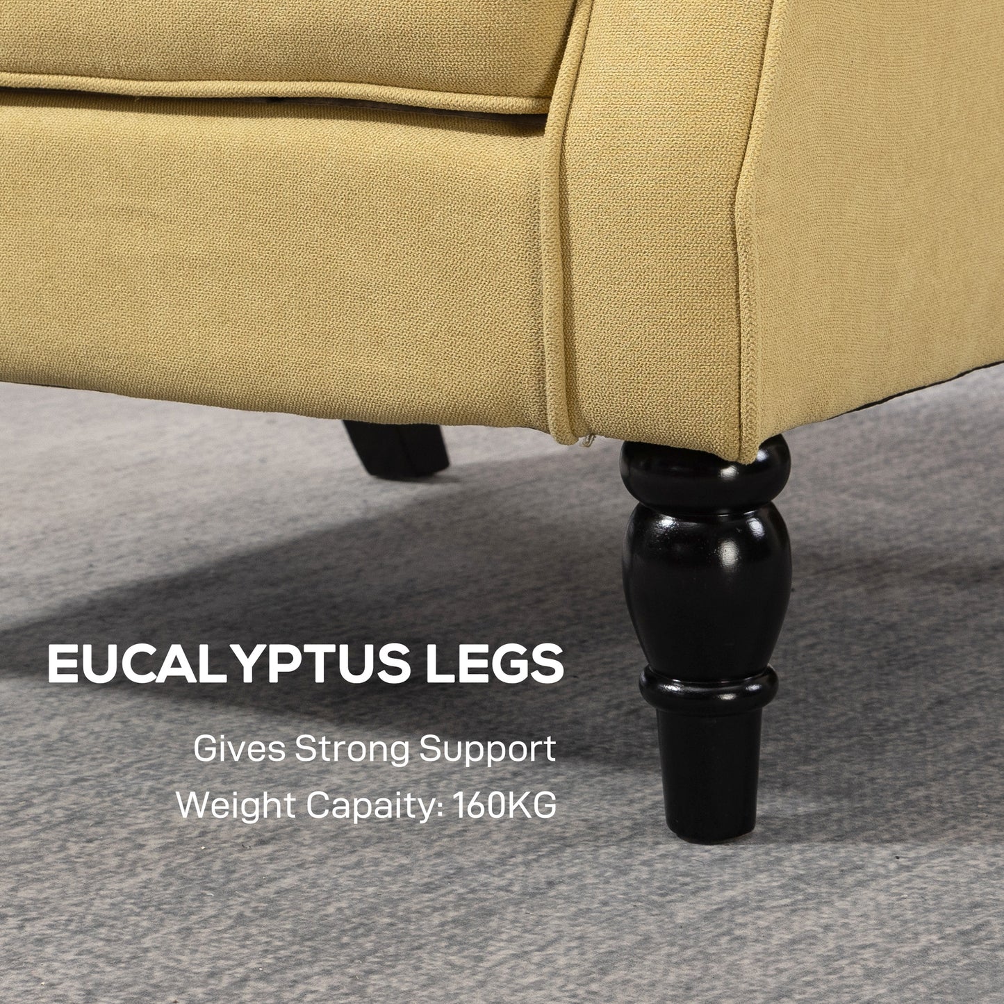 HOMCOM Wingback Accent Chair, Retro Upholstered Button Tufted Occasional Chair for Living Room and Bedroom, Yellow