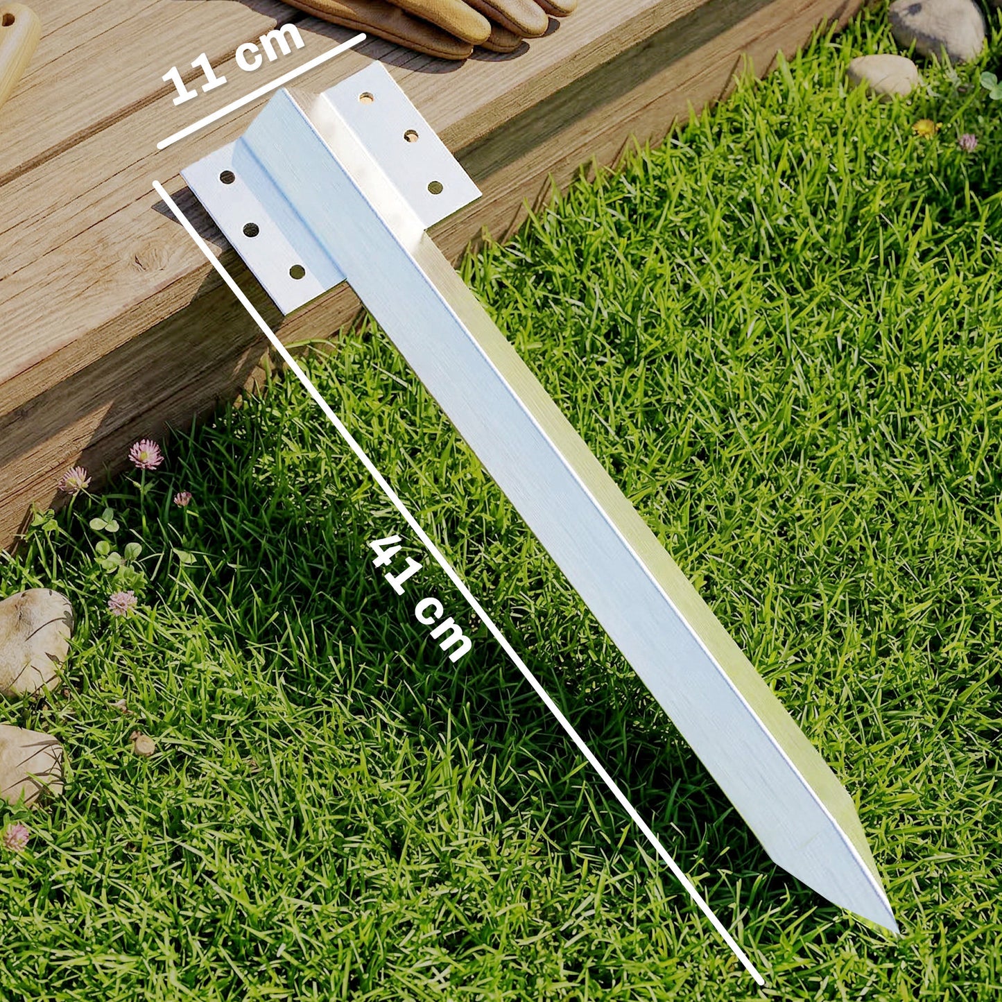 Outsunny 20 Pack Railway Sleeper Brackets, 41 cm Heavy Duty Galvanised Steel Sleeper Stakes with Screws and Gloves