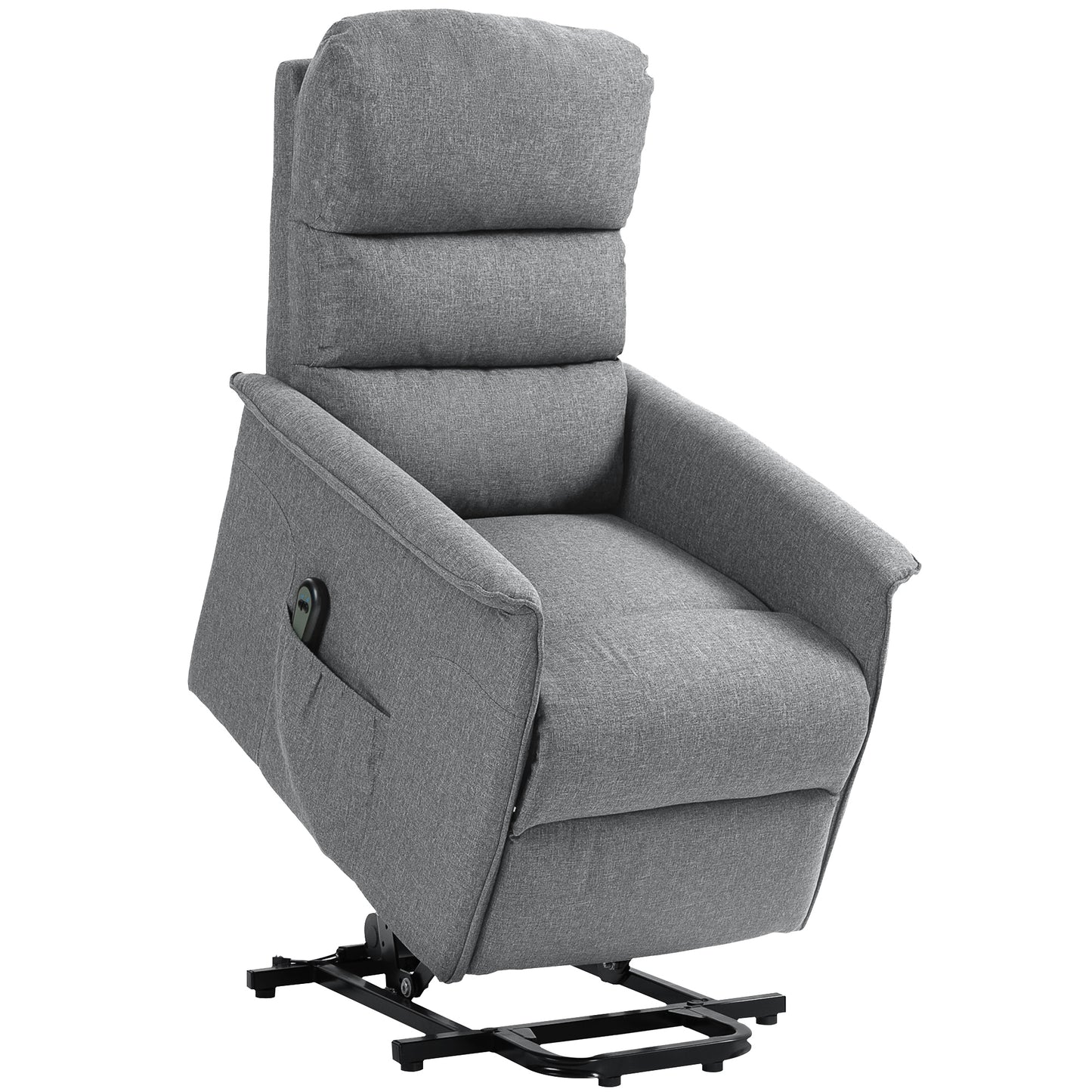 HOMCOM Electric Power Lift Recliner Chair, Fabric, Remote, Side Pockets, Grey