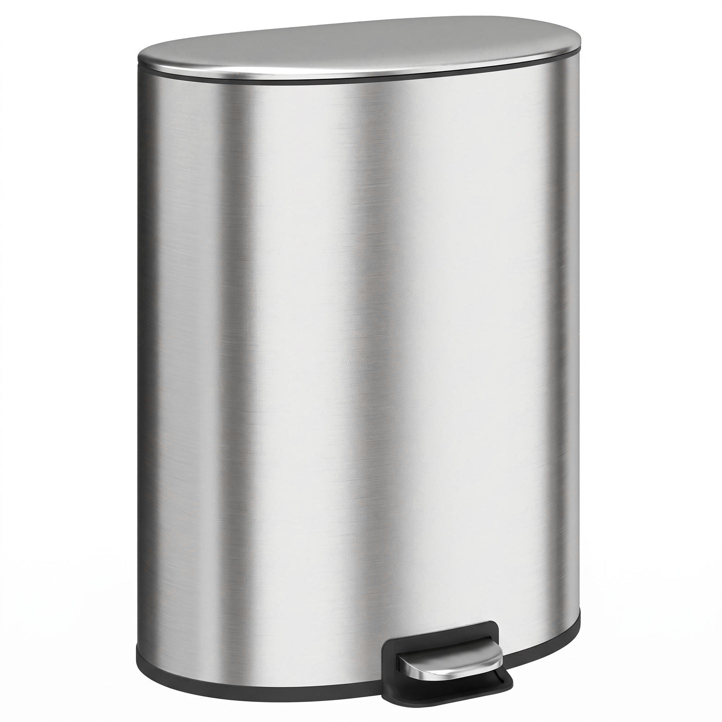 HOMCOM 50L Kitchen Pedal Bin, Rubbish Bin with Soft-Close and Stay-Open Lid, Removable Inner Bucket, Silver Tone