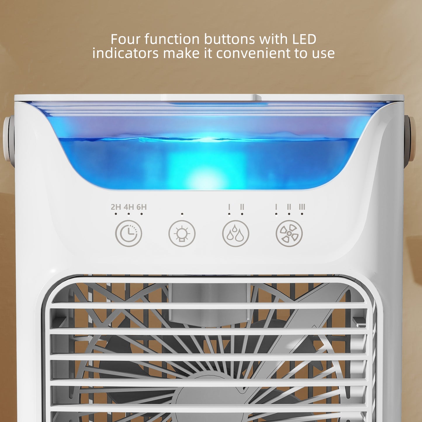 HOMCOM Air Cooler with Adjustable Head, Portable Air Conditioner with 3 Wind Speed, 2 Cool Mist, RGB Light, White