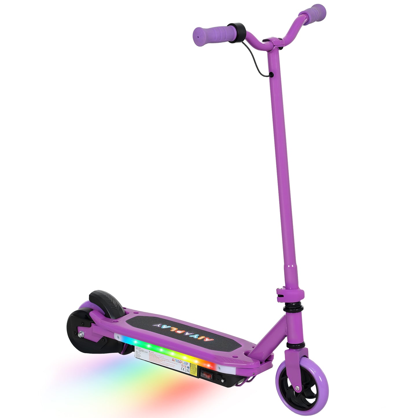 AIYAPLAY Electric Scooter for Kids Ages 6-14, with Colourful Light and Electric Brake, Kids Electric Scooter E Scooter, Up to 10 KM/H & 8 KM, Purple